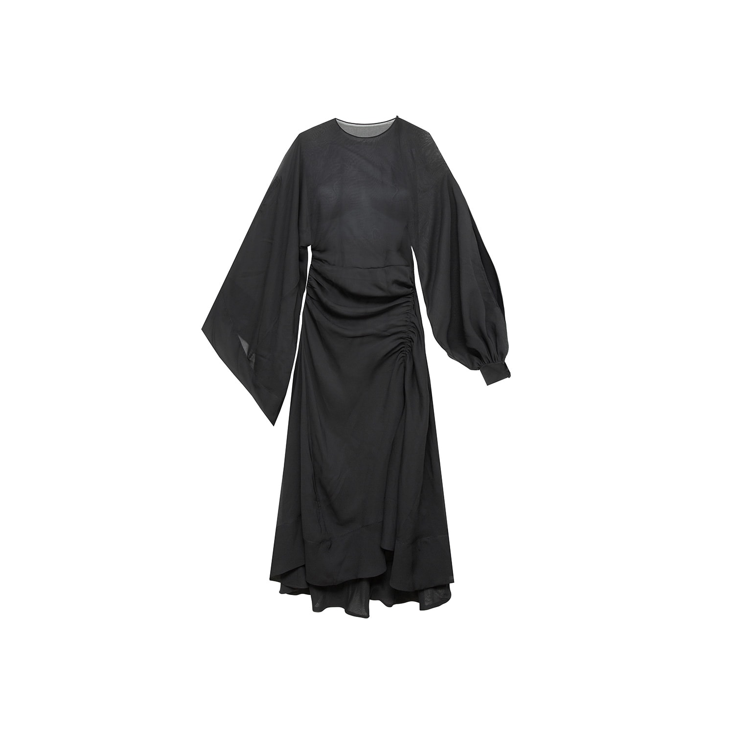 Audrey Vallens Women's Black Miss Av Asymmetric Chiffon Dress In Black
