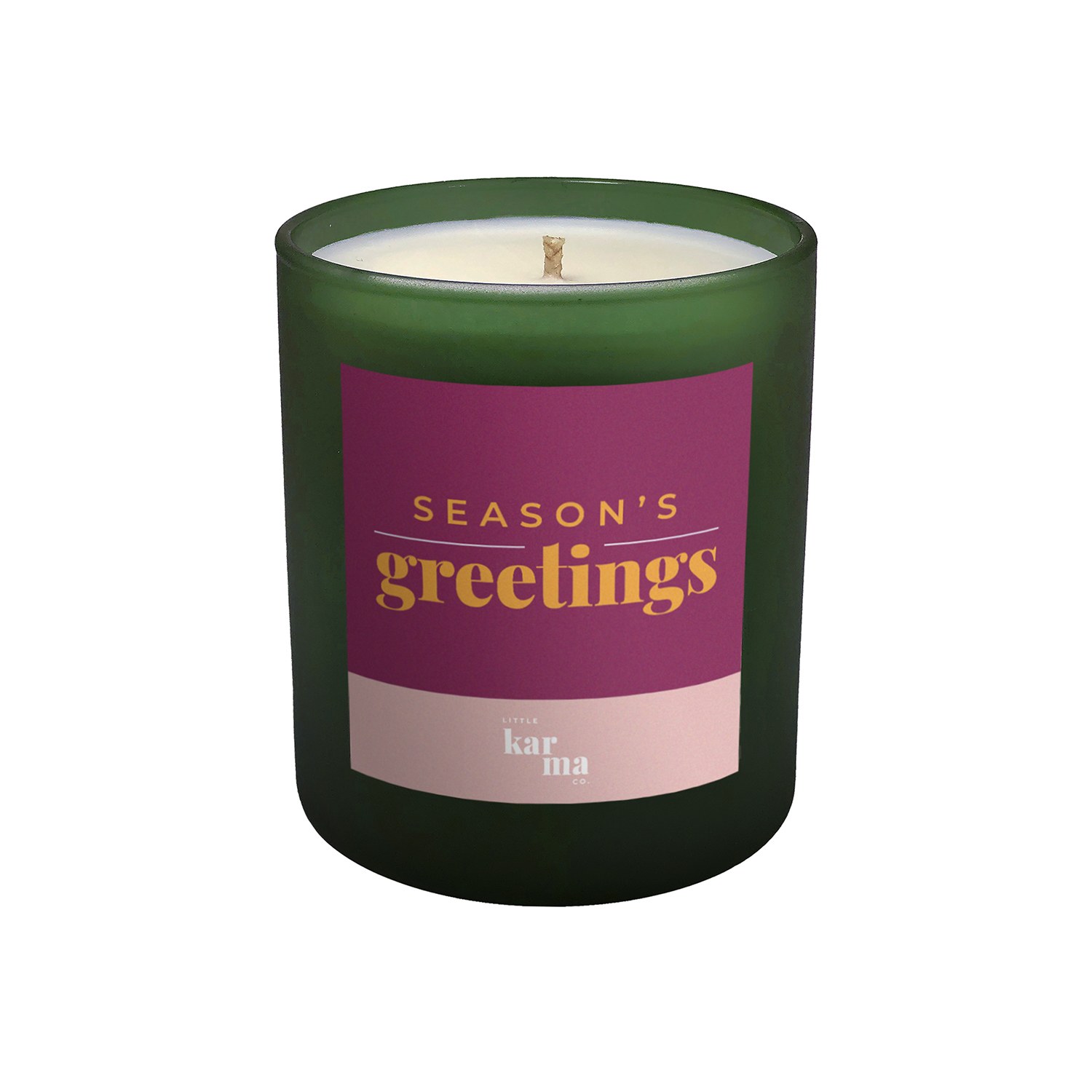 Green / Pink / Purple Season’s Greetings Candle - Twisted Lavender Christmas Midi Medium Little Karma Co. Ltd