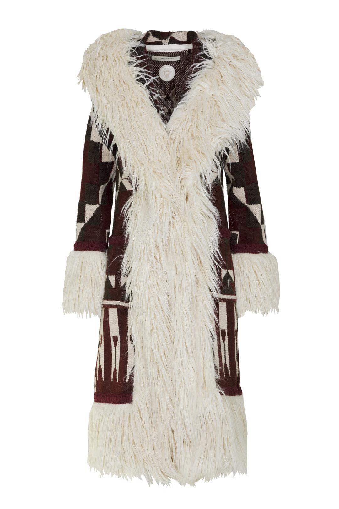 The Extreme Collection Women's Odeta Maroon Alpaca Long Coat In Neutral