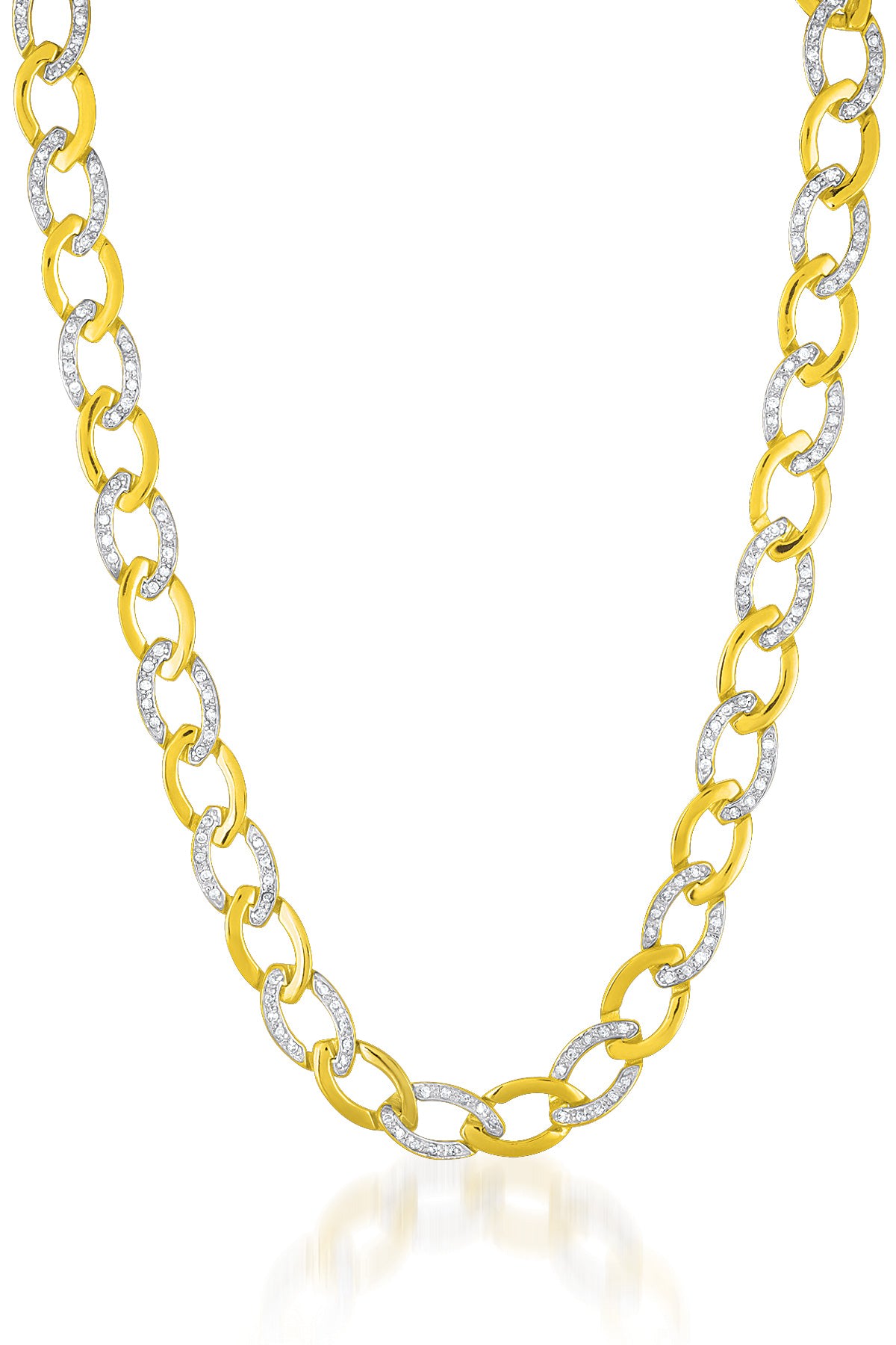 Women’s Gold / White Pompidou Dual Golden & Cz Chain Necklace Genevive Jewelry