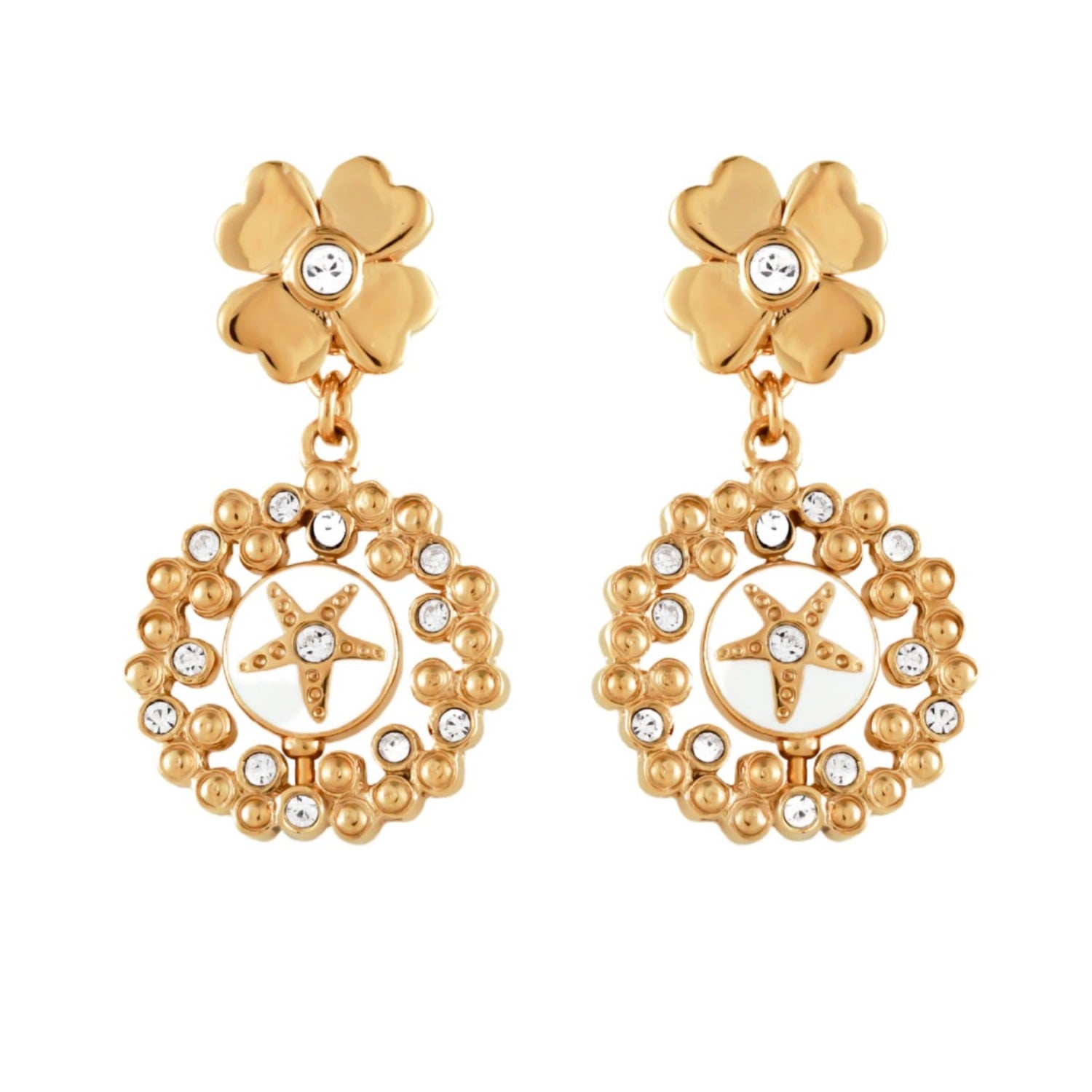Grossé Women's Gold / White Gold & Crystal Multi-way Earrings, Series Lucky Star