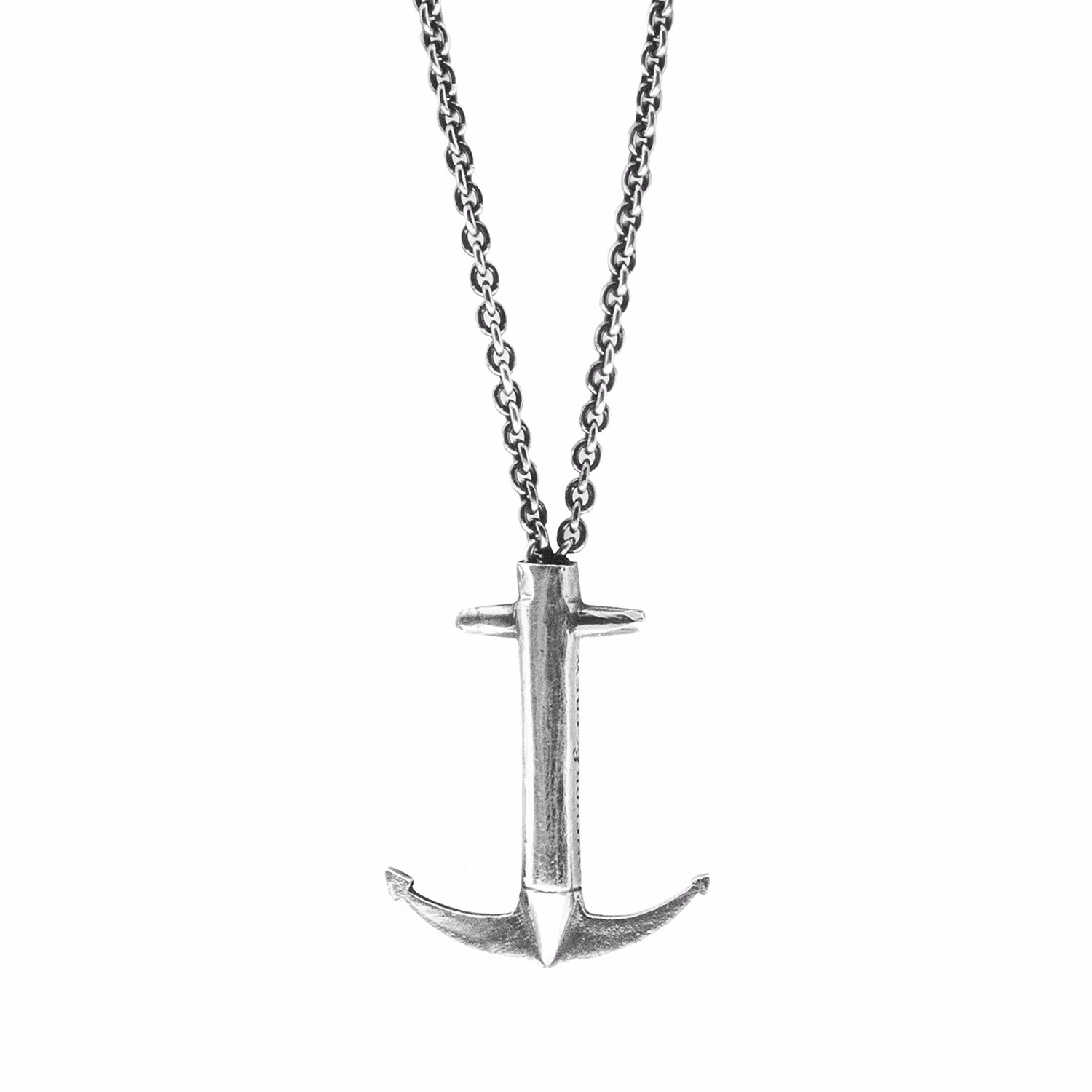 Men’s Admiral Anchor Signature Silver Necklace Pendant Anchor & Crew