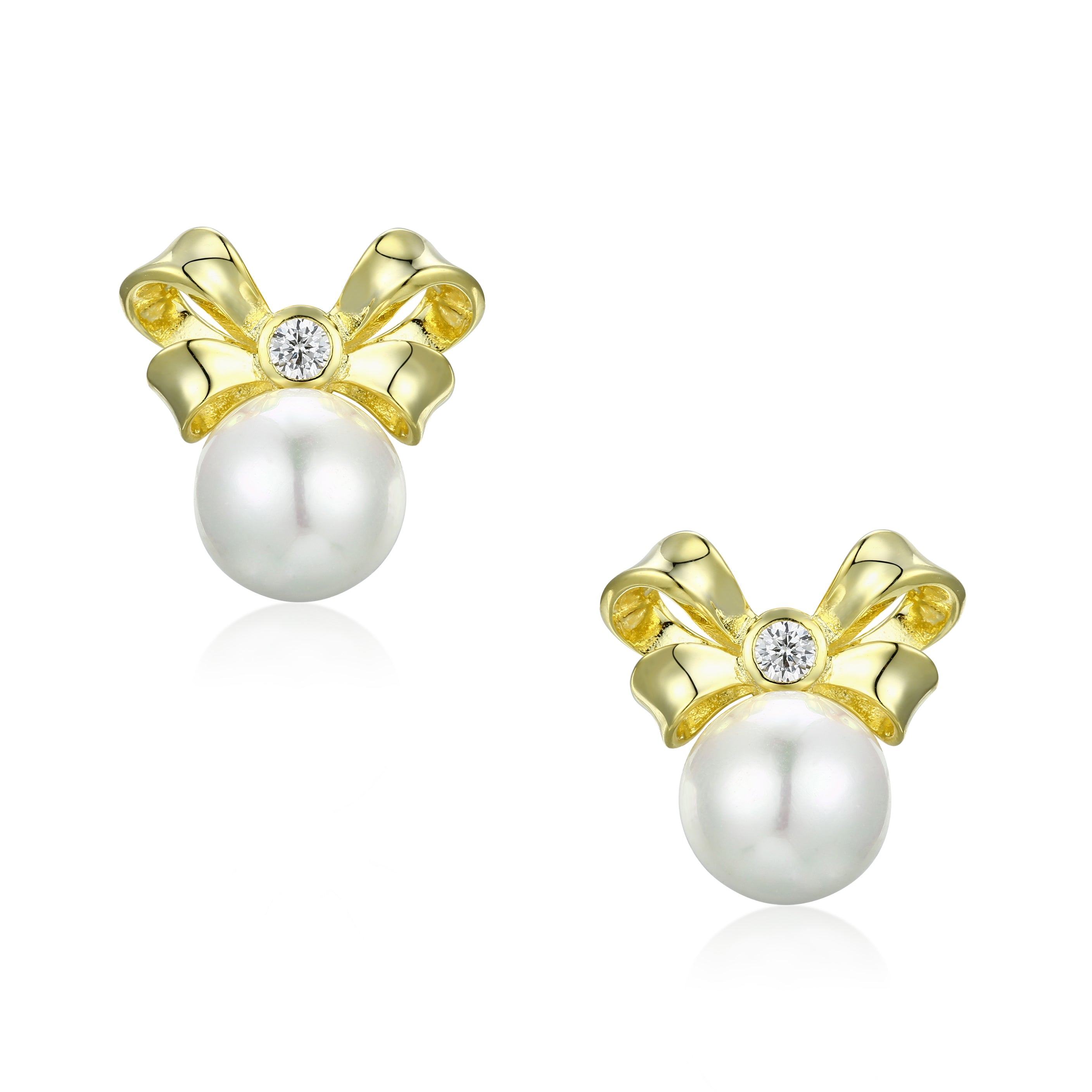 Women’s Viscountess Bow & Pearl Gold-Plated Silver Earrings Santinni