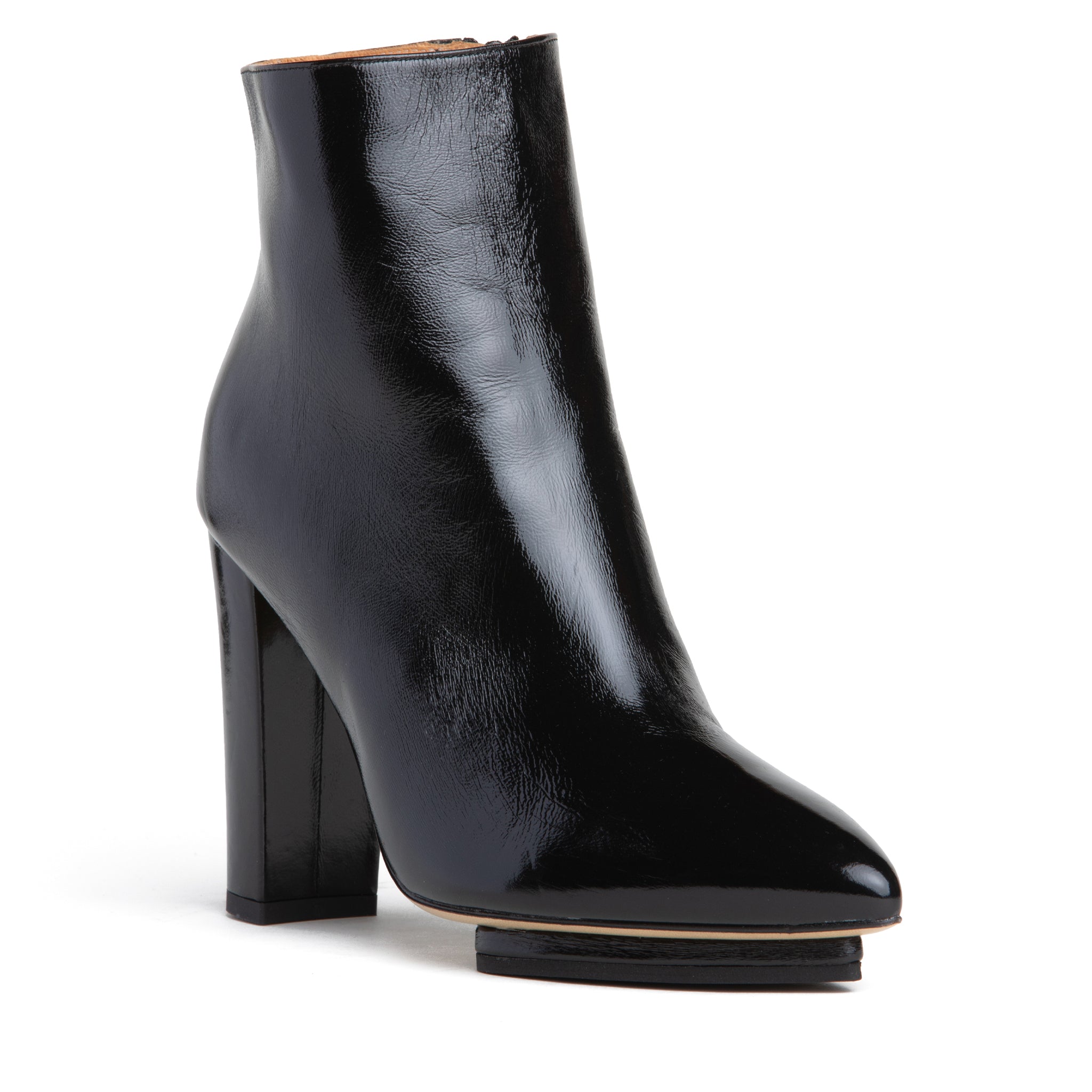 Beautiisoles By Robyn Shreiber Made In Italy Women's Tessa Black Patent Leather Platform Ankle Bootie For Work Valentine Evening In Black