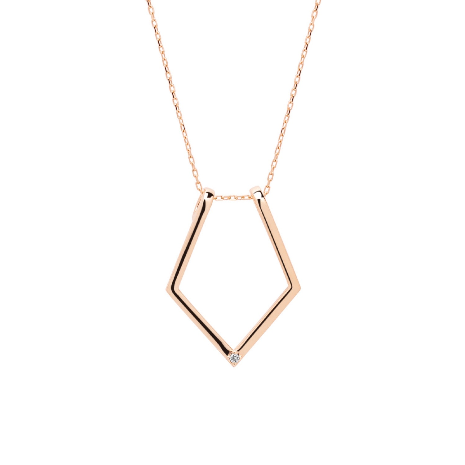 Spero London Women's Fine Diamond Rhombus Ring Holder Necklace In Sterling Silver - Rose Gold In Gold