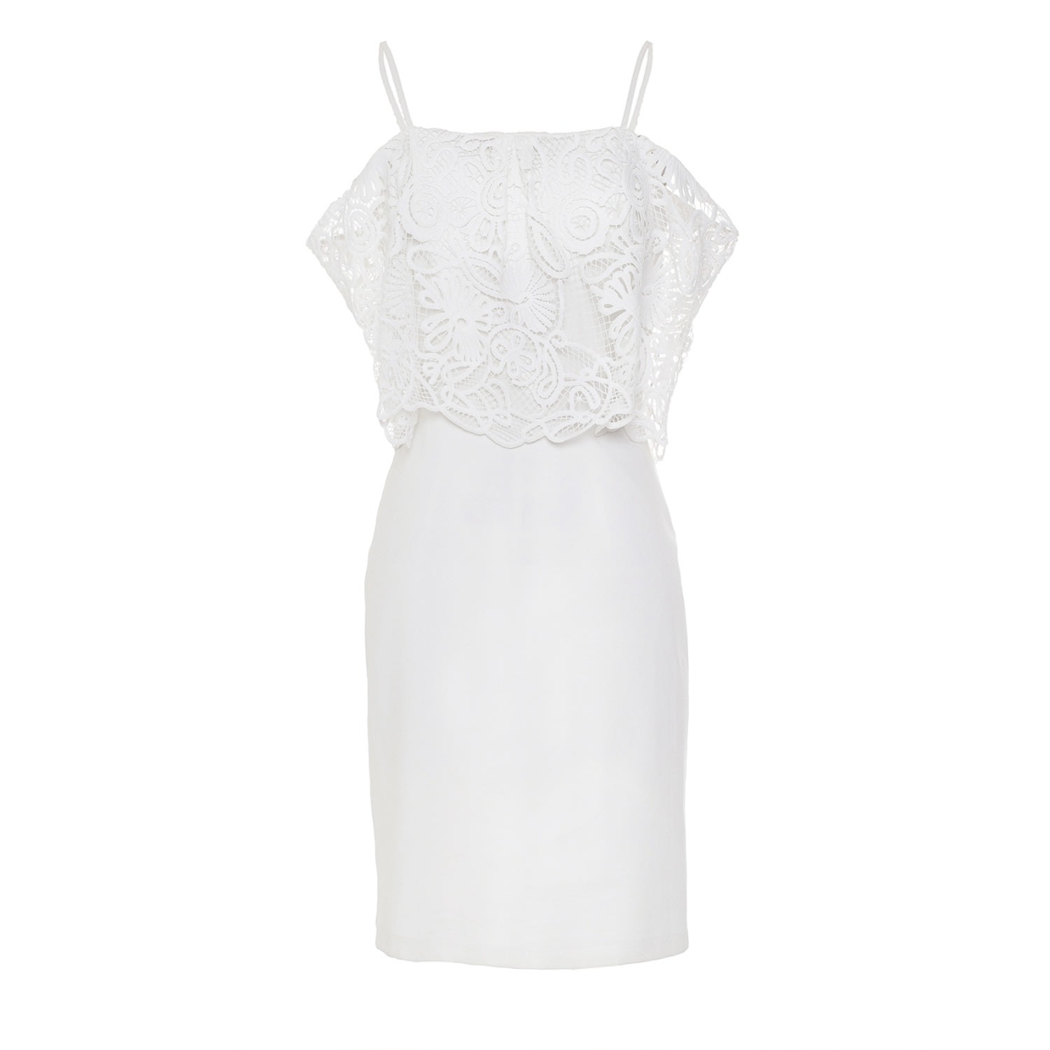 Smart And Joy Women's Bardot Lace Trim Off-shoulder Mini Dress - White In White