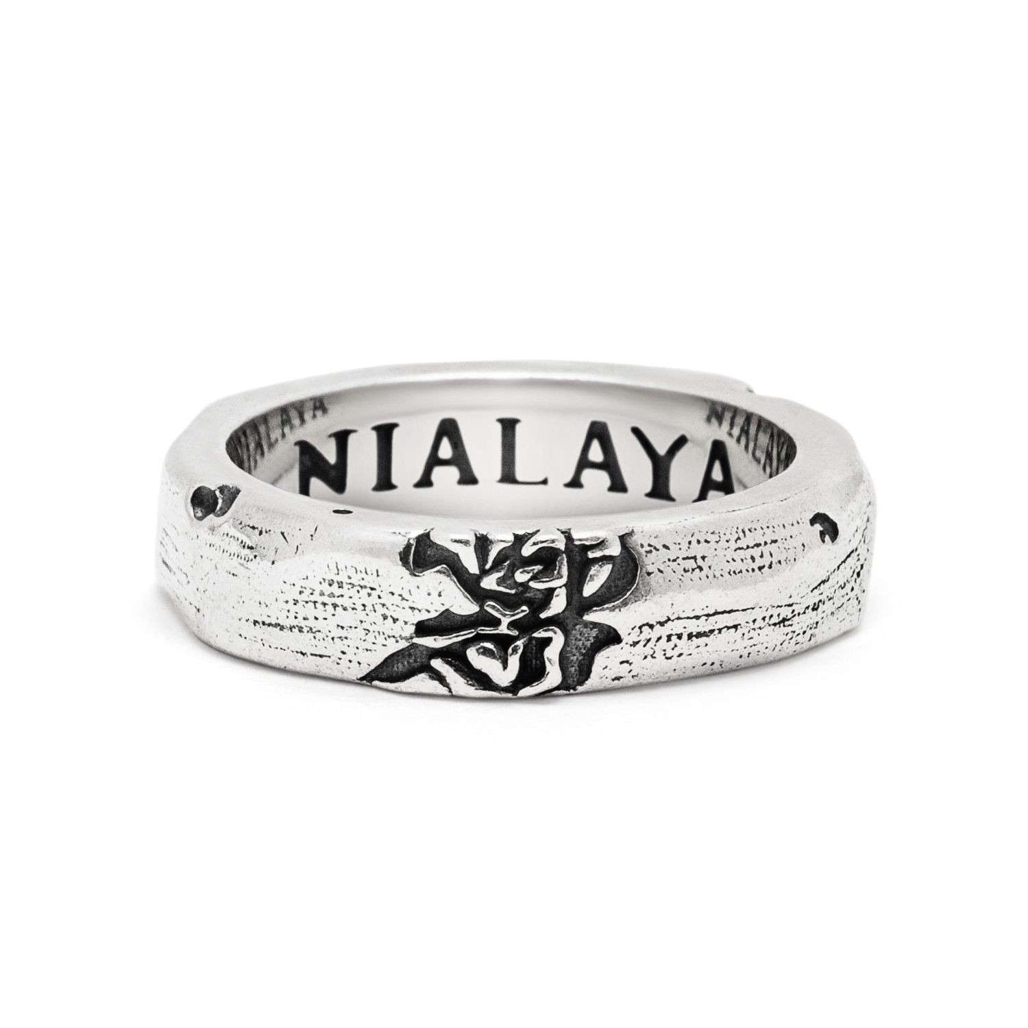 Nialaya Men's Carved Vintage Sterling Silver Ring