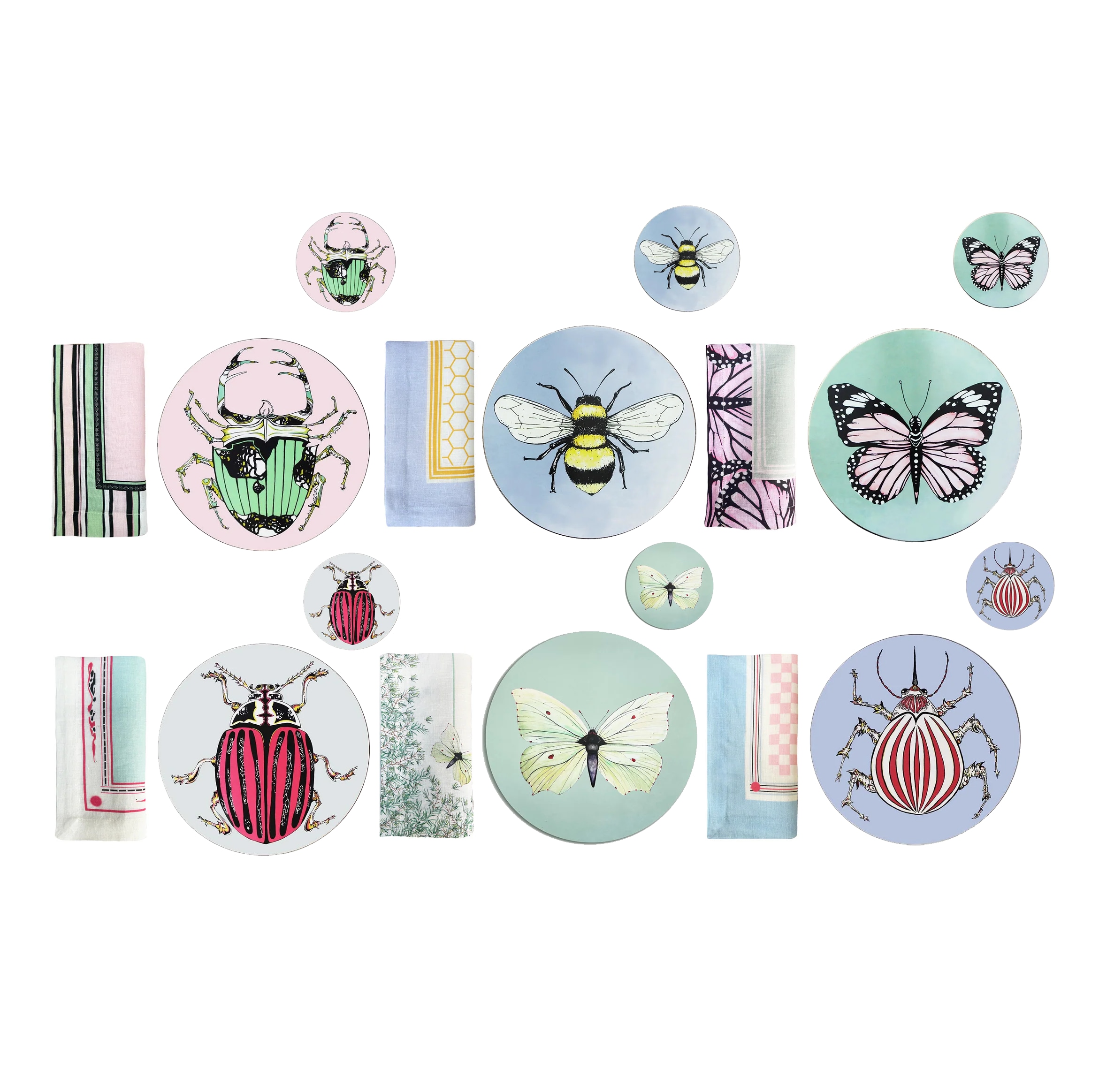 Bell Hutley * Bells Beasties Bundle Mixed Set Of Placemats, Coasters & Linens