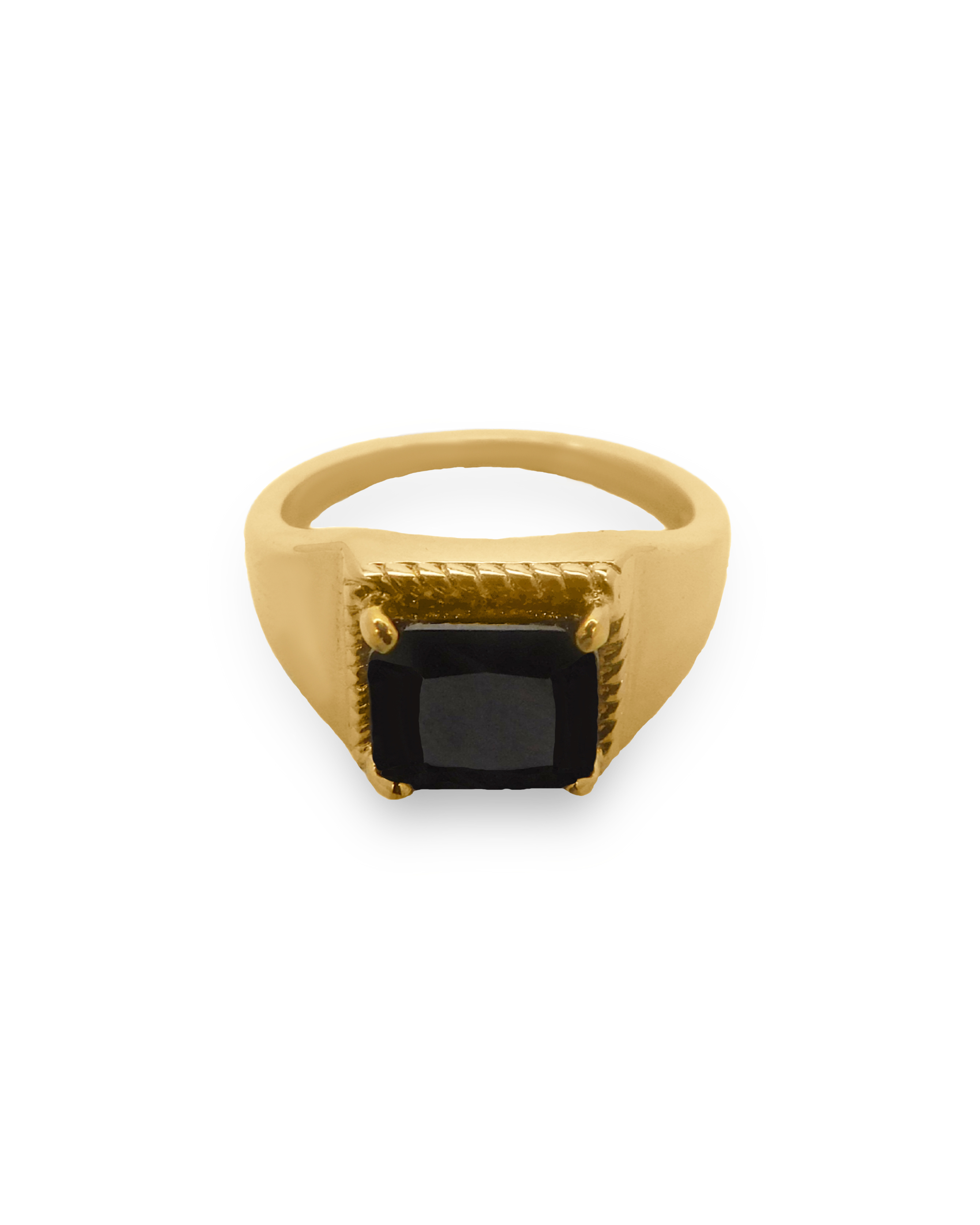 Women’s Gold Zephyr Square Black Stone Ring Viea