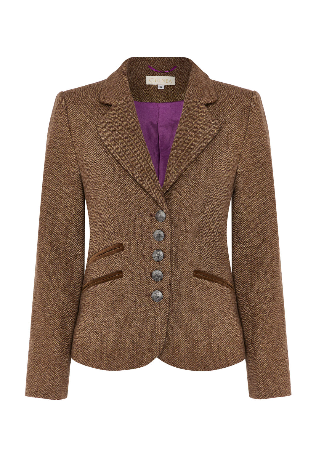 Guinea Women's Brown Herringbone Tweed Jacket In Brown