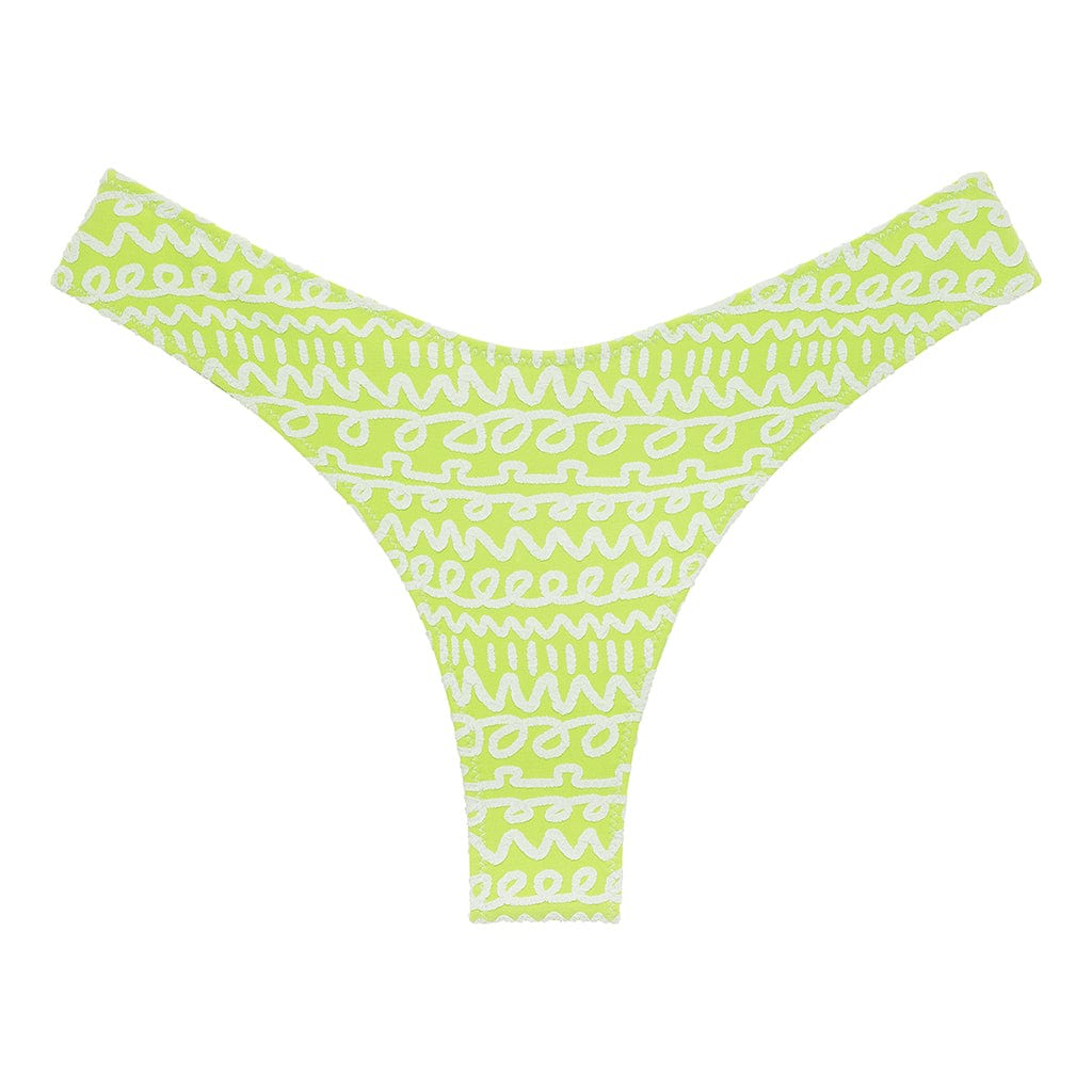 Women’s Green / White Lime Icing Added Coverage Lulu Zig-Zag Stitch Bikini Bottom Extra Large Montce Swim