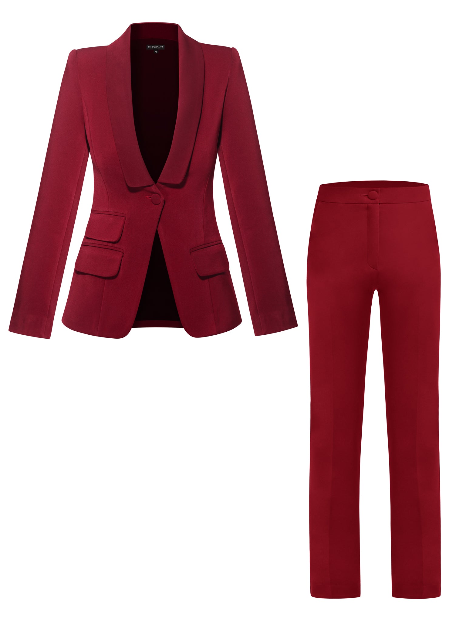 Tia Dorraine Red Burgundy Single-breasted Pant Suit In Red