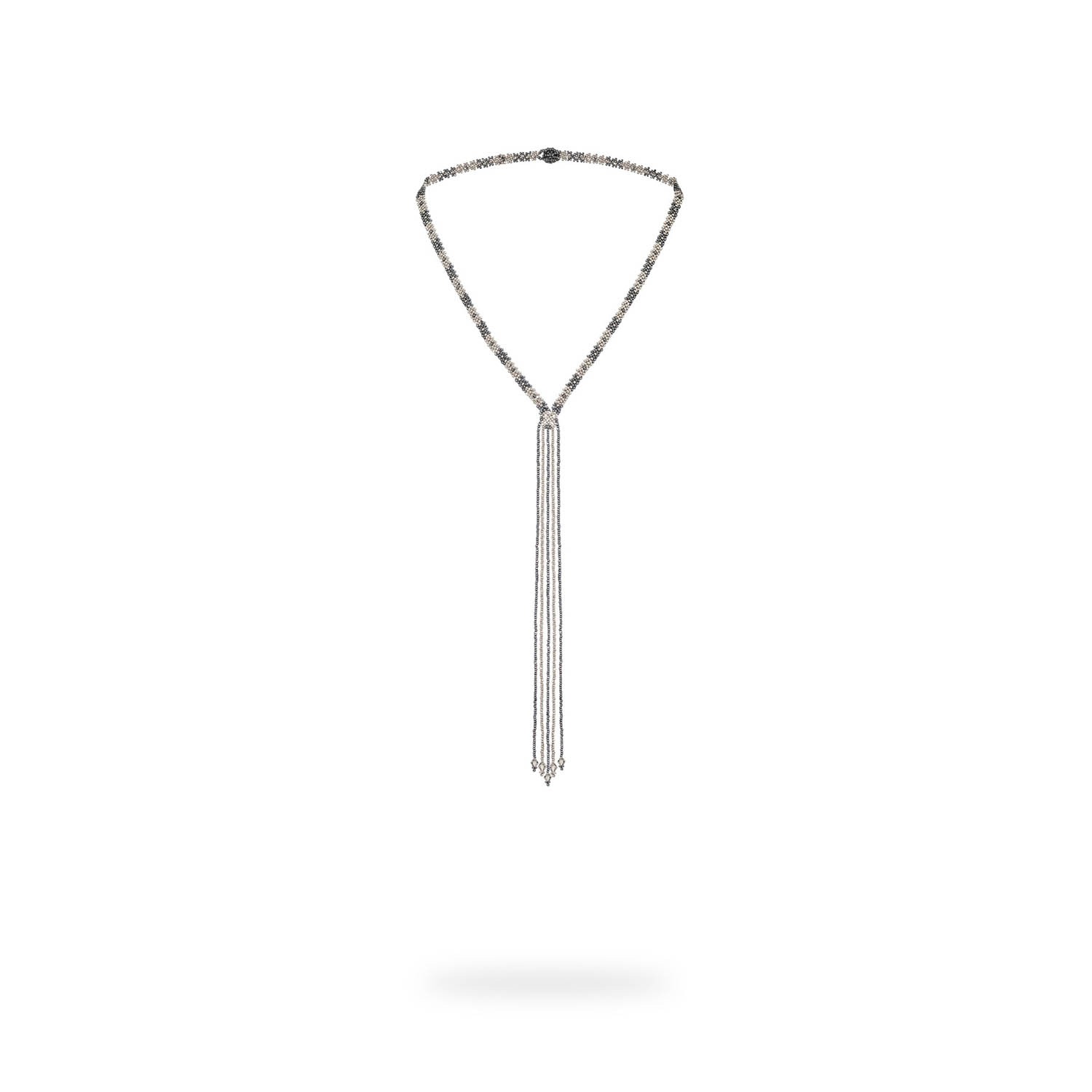 Kuu Women's Mini Necklace - Gray Crystal, Platinum