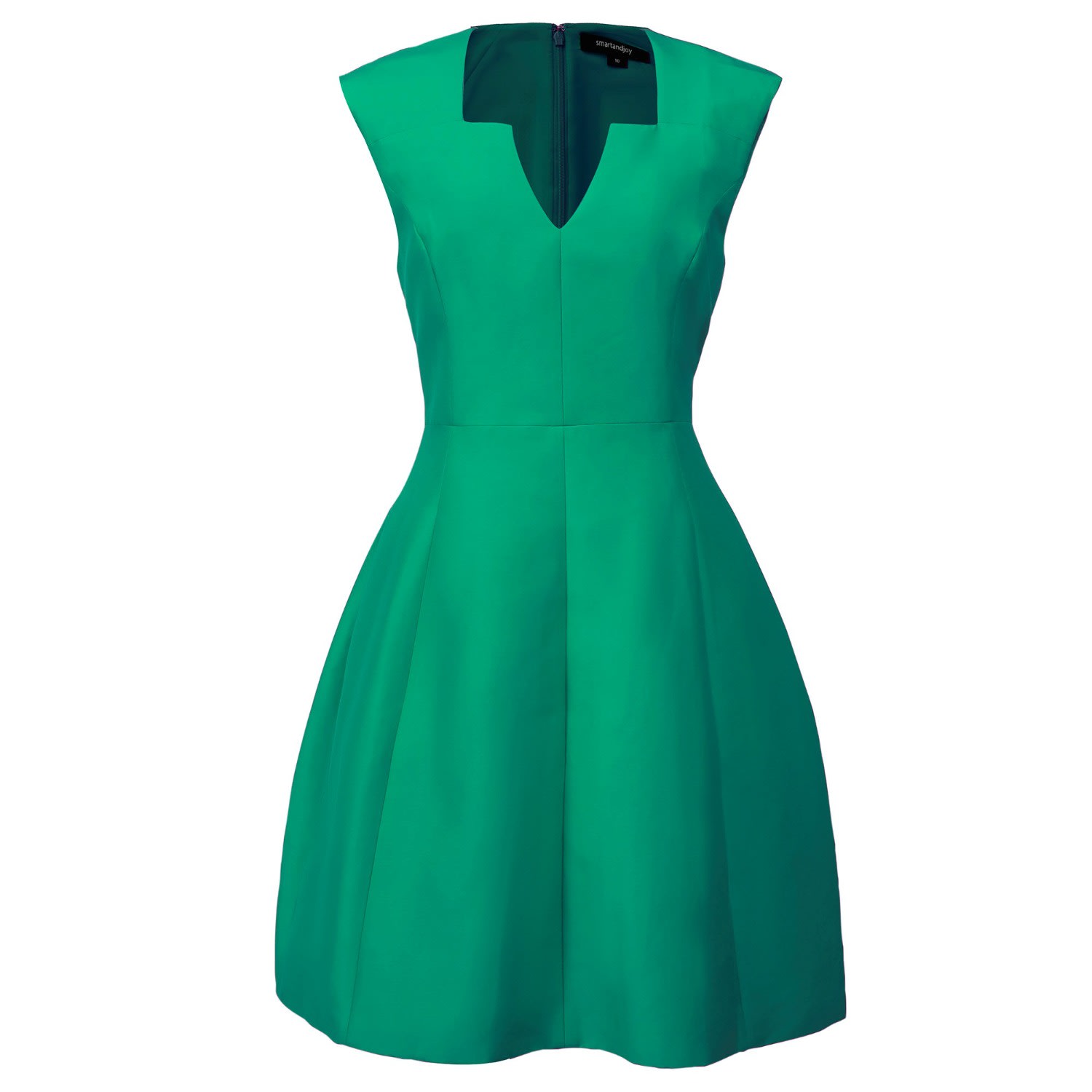 Smart And Joy Women's Fit-and-flare Satin Short Dress Square V Neckline - Green In Green