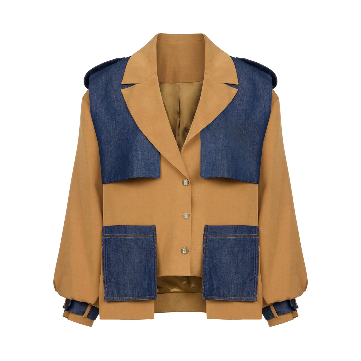 Women's Brown Alta - Camel Jacket With Detachable Denim Vest | S/M | Mayamu