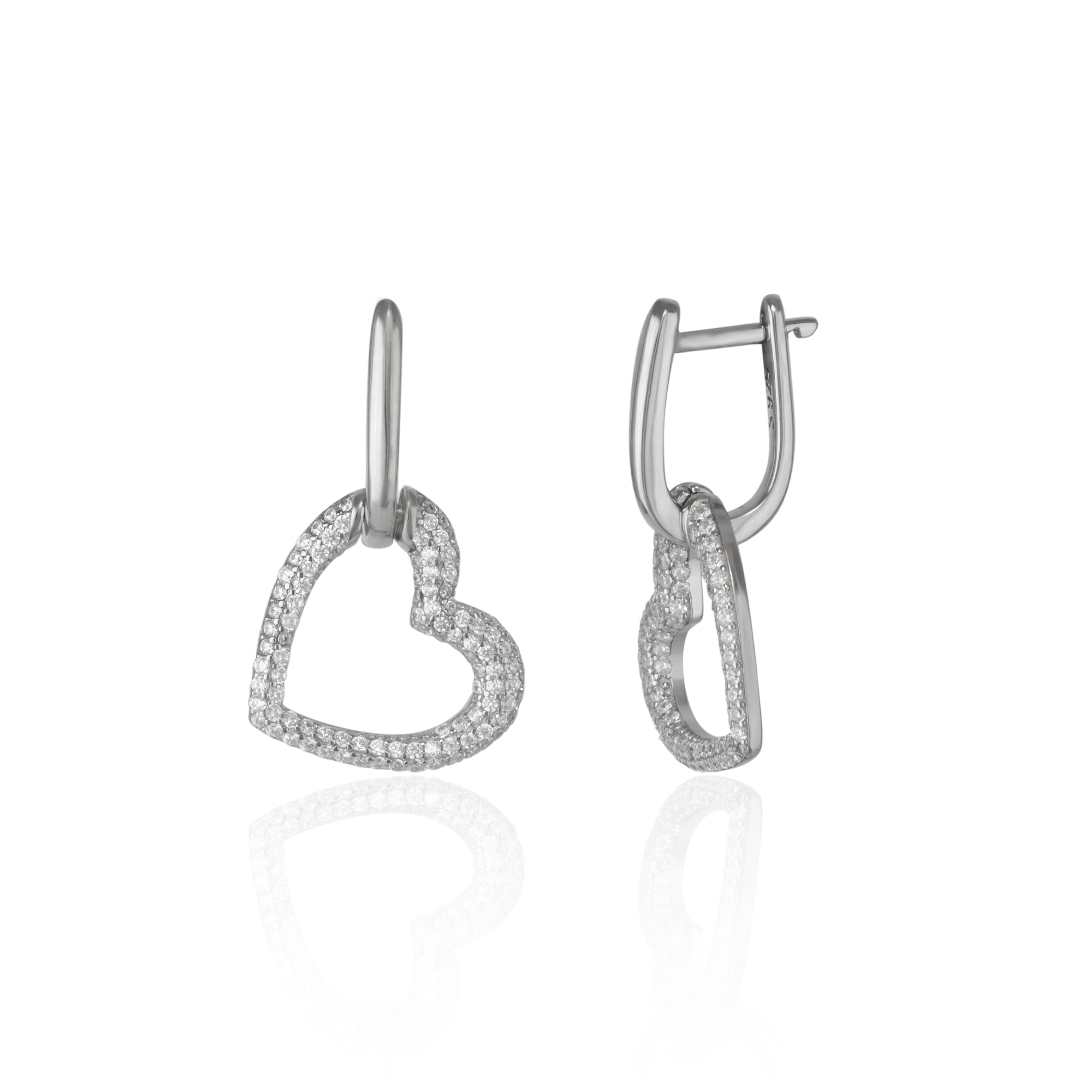 Spero London Women's Chunky Heart Sterling Silver Drop Earring In Silver