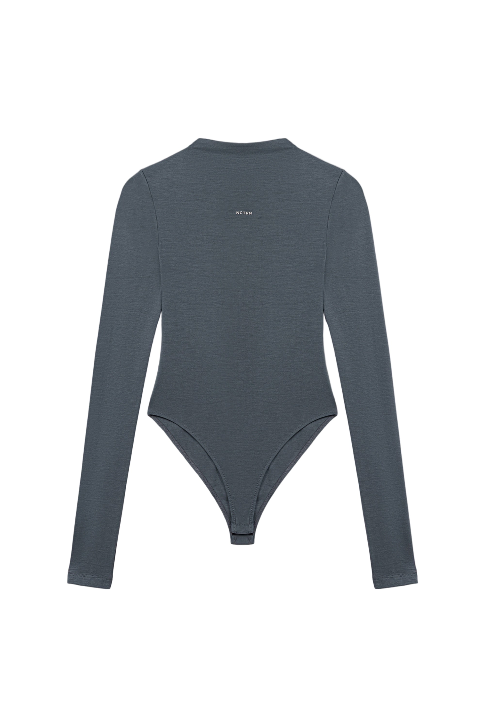 Nocturne Women's Green Long-sleeve Mock-neck Jersey Bodysuit In Gray