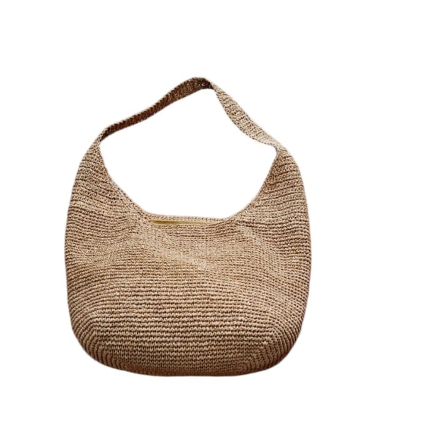 Springmoonatelier Women's Raffia Brown Shoulder Bag