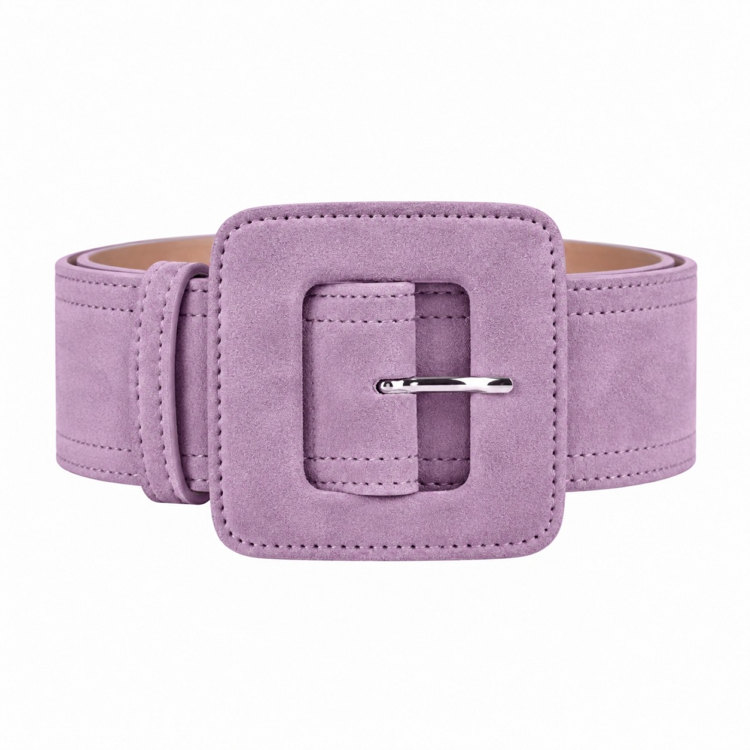 小物 KAJA REVERSIBLE SUEDE SQUARE RING BELT Suede Square Buckle Belt - Lilac | BeltBe | Wolf & Badger