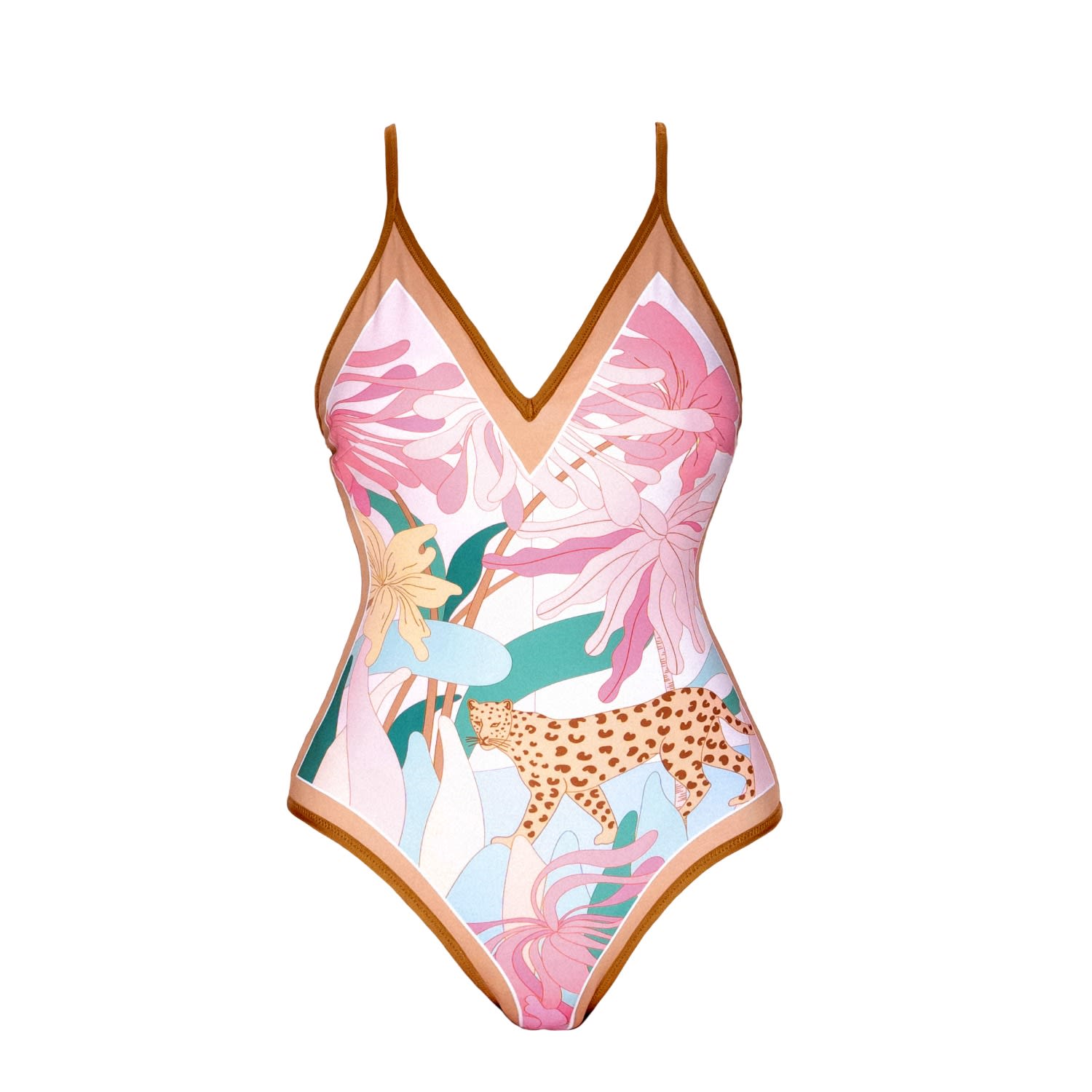 Jessie Zhao New York Blush Jungle Reversible V-neck One-piece Swimsuit In Multi