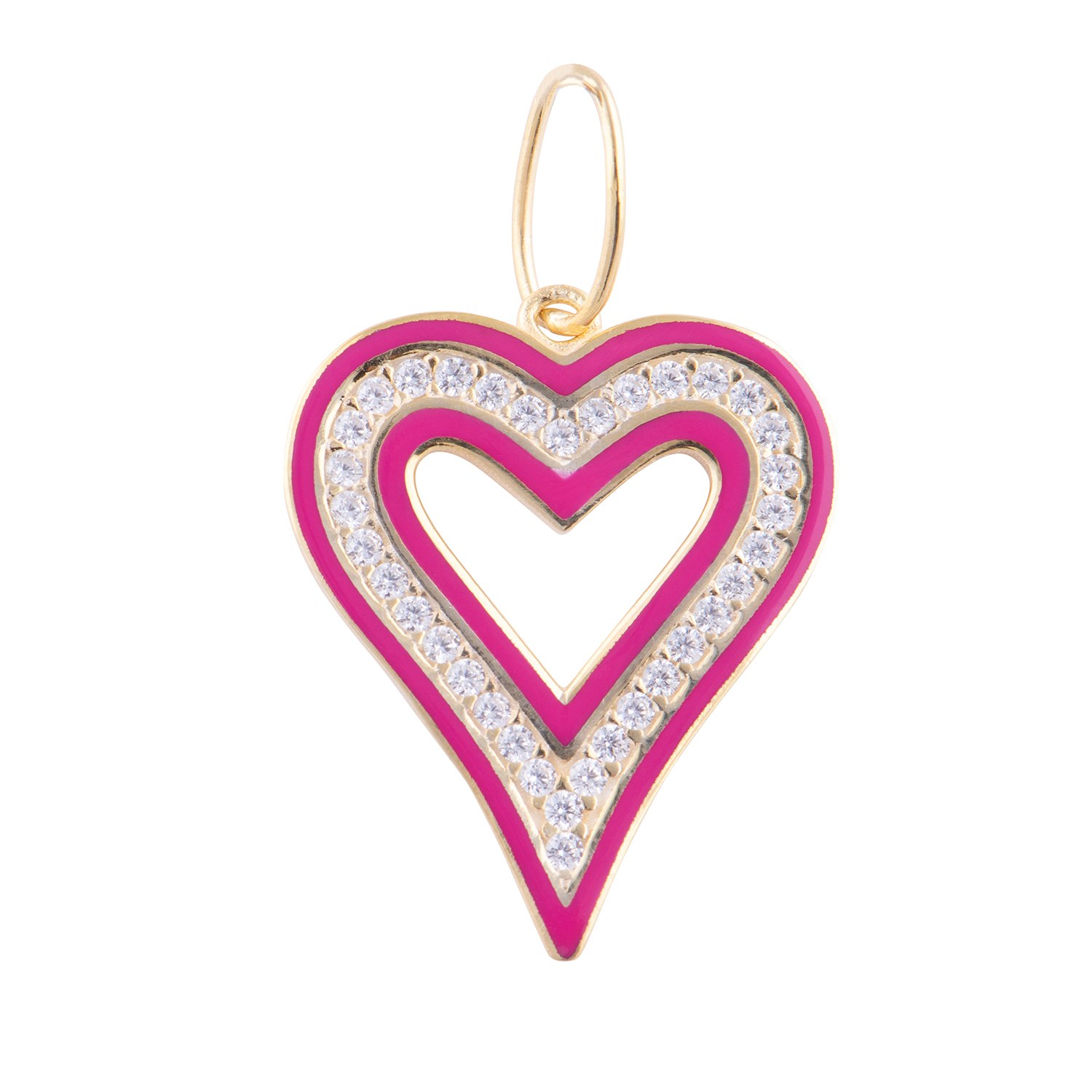 Women’s Gold / Pink / Purple Enamel Open Heart Charm - Pink Shymi