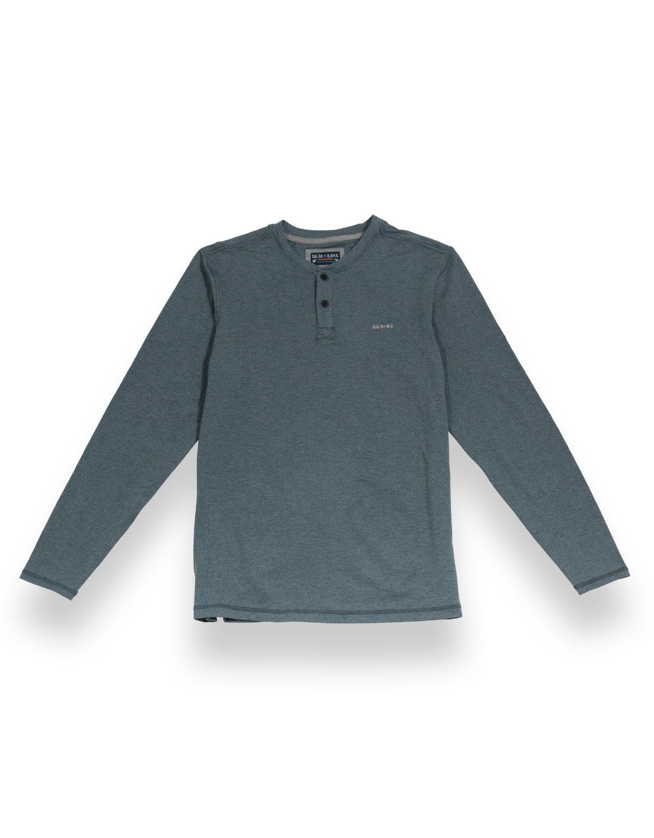 Men’s The Boring Henley - Heather Blue Large Baja Llama