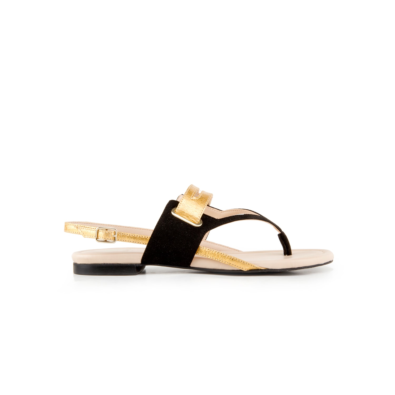 Women’s Flat Sandal Gracia Black & Gold 4 Uk Otijane