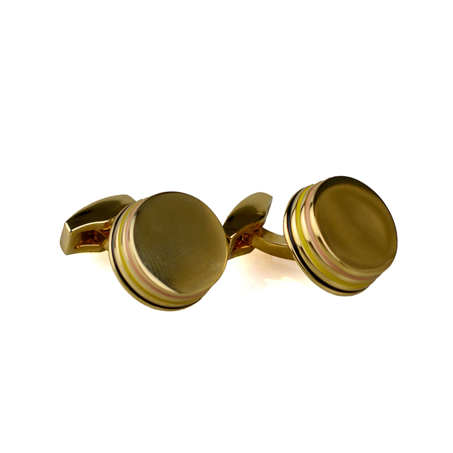 David Wej Men's Round Metal Cufflinks – Gold