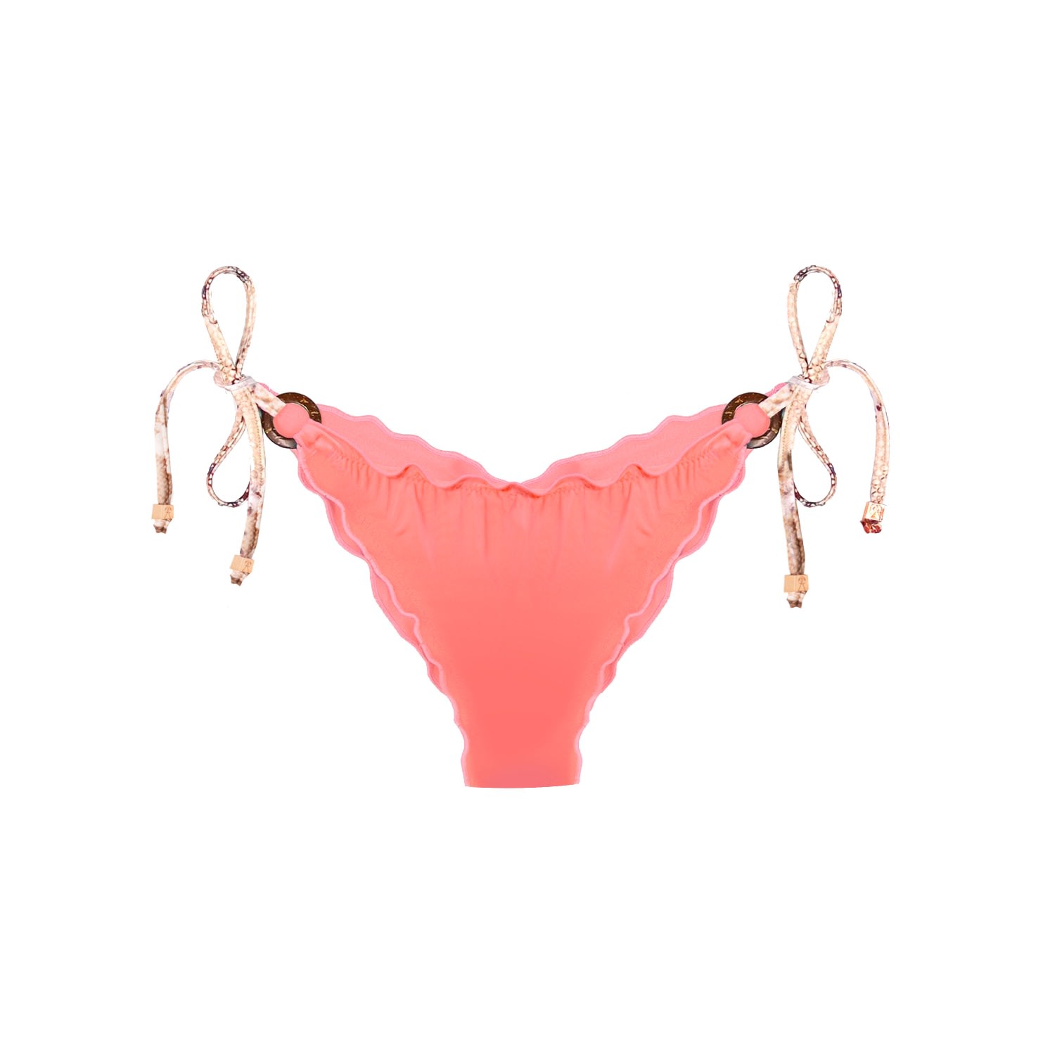 Women's Pink / Red Coral Tie-Side Bikini Bottom | Handmade Ibiza Swimwear | Medium | Deessa Ibiza