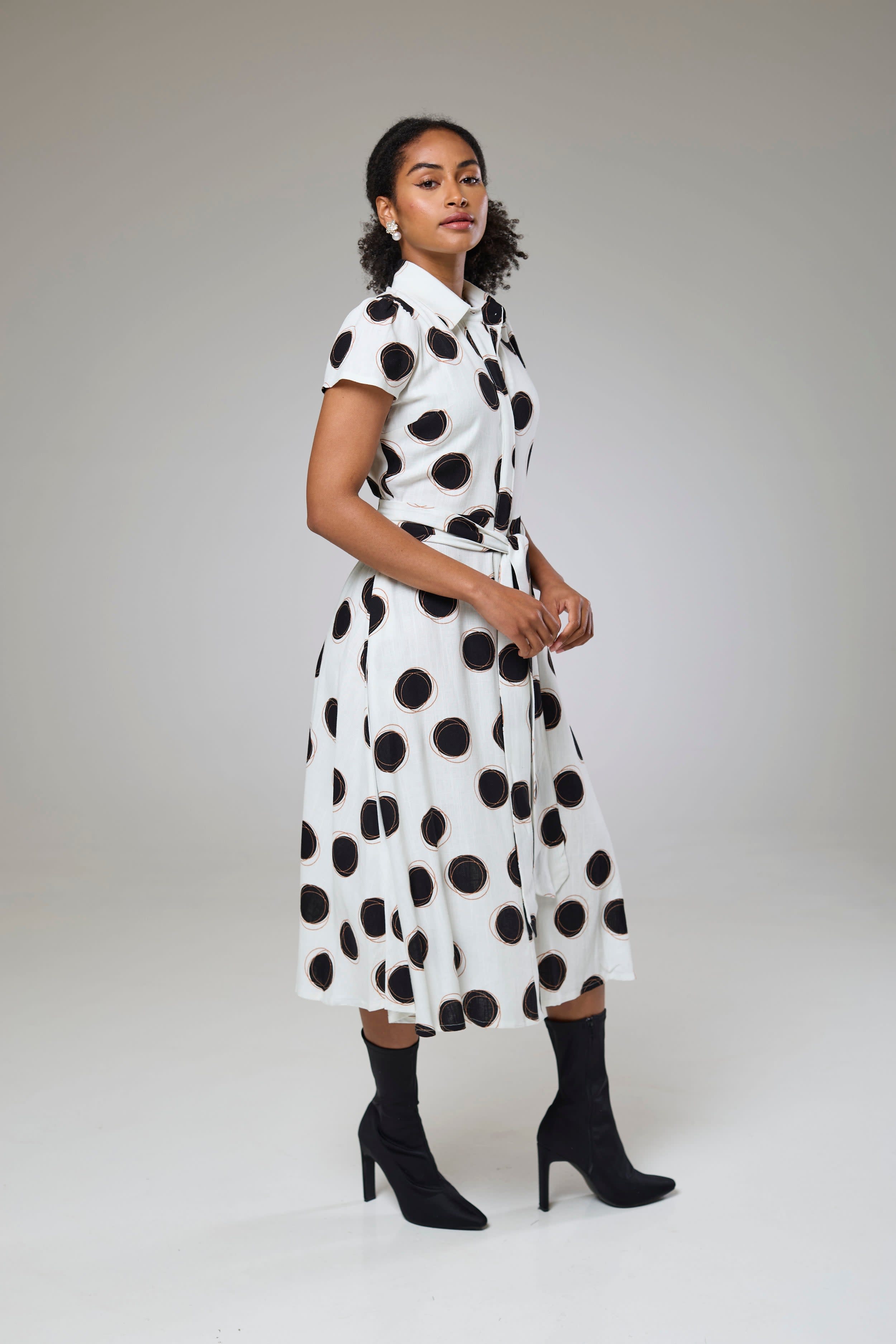 knee length dresses for ladies Beach Riot | Valory Dress Navy Polka Dot Linen | Linen Maxi Dress main image 0