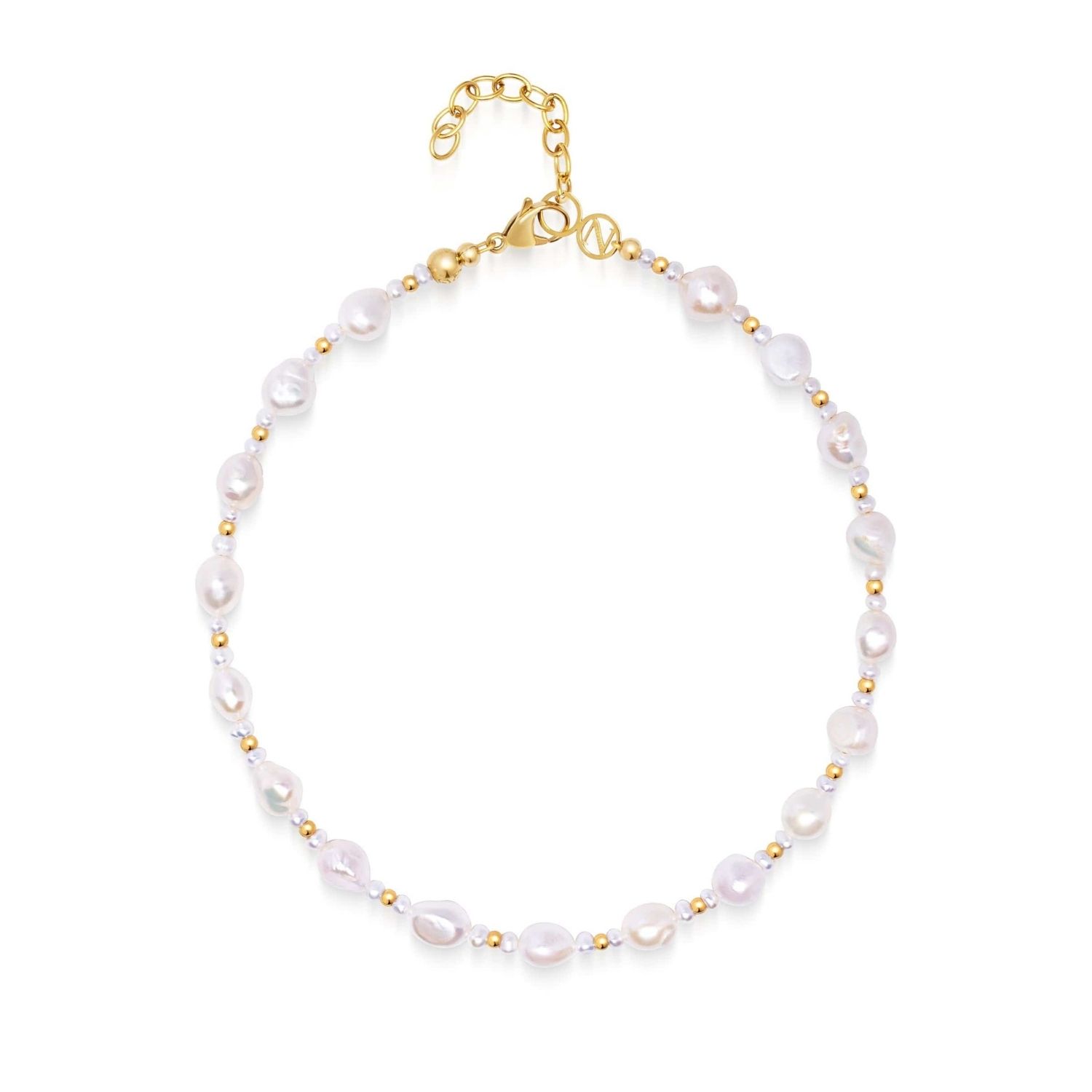 Nialaya Women's White / Gold Portofino Pearl Choker