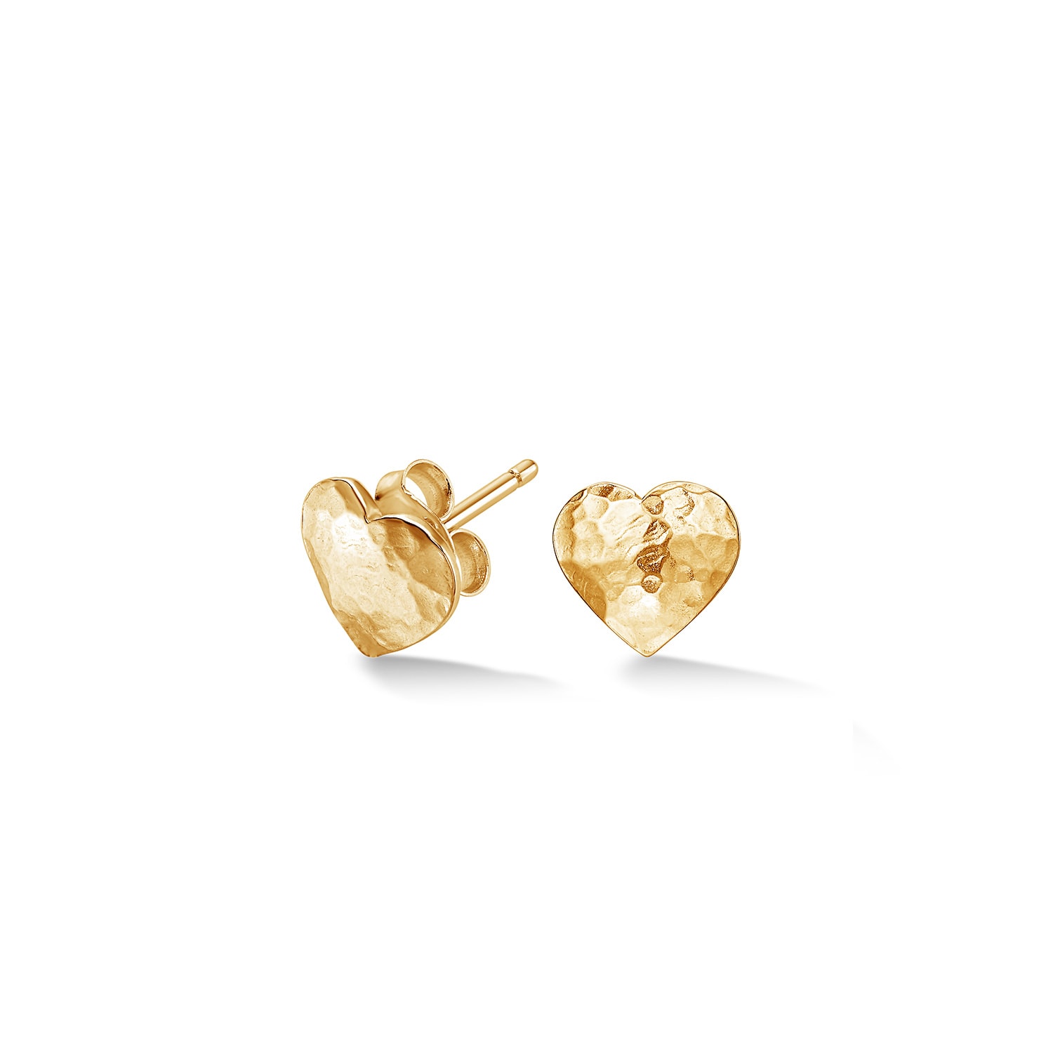 Dower & Hall Women's Hammered Flat Heart Nomad Studs In Gold Vermeil In Gold