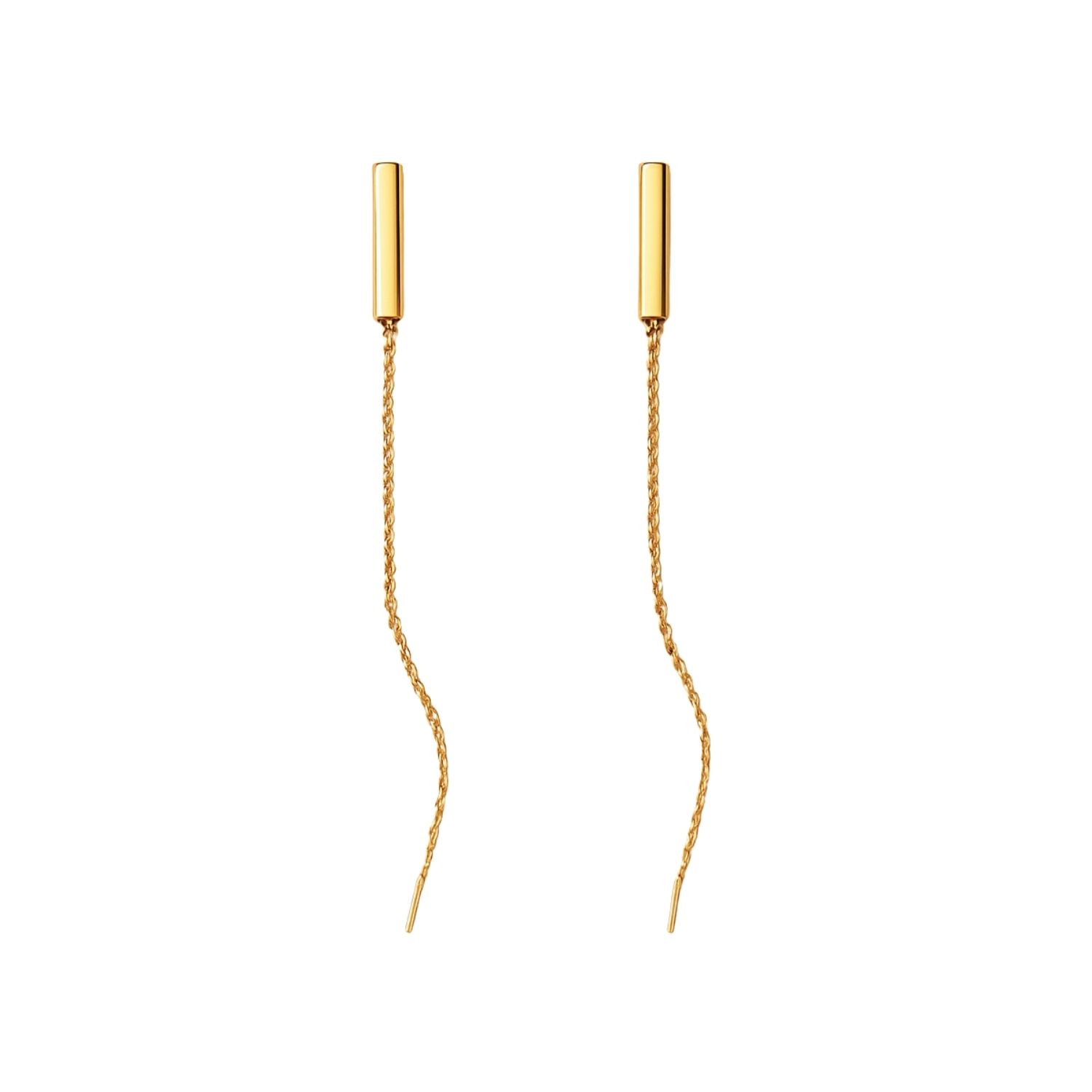 Lily Flo Jewellery Women's Gold Light Line Chain Bar Threader Earrings In Gold