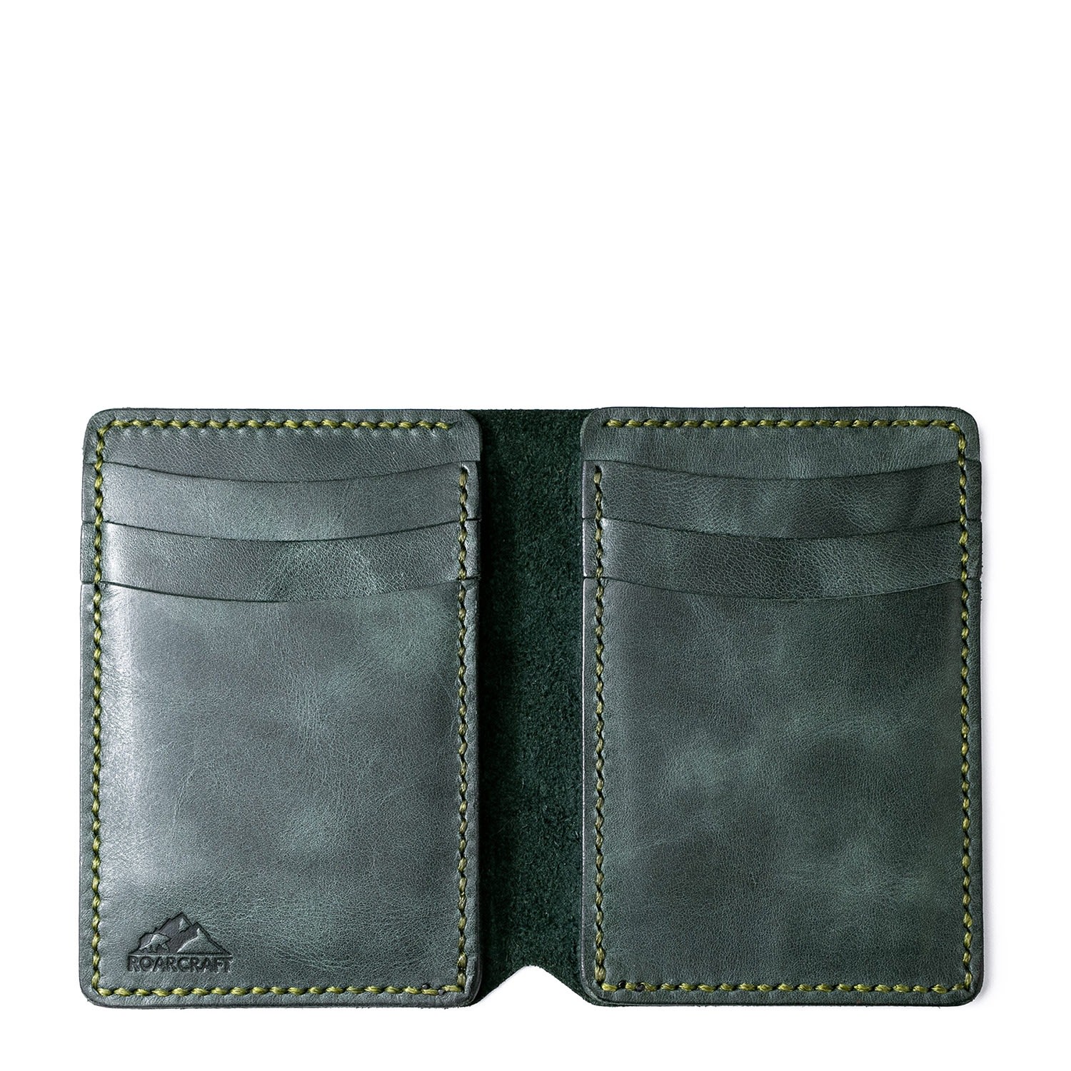 Men’s Green Vertical Bifold Leather Wallet - Laodikya - Emerald Roarcraft