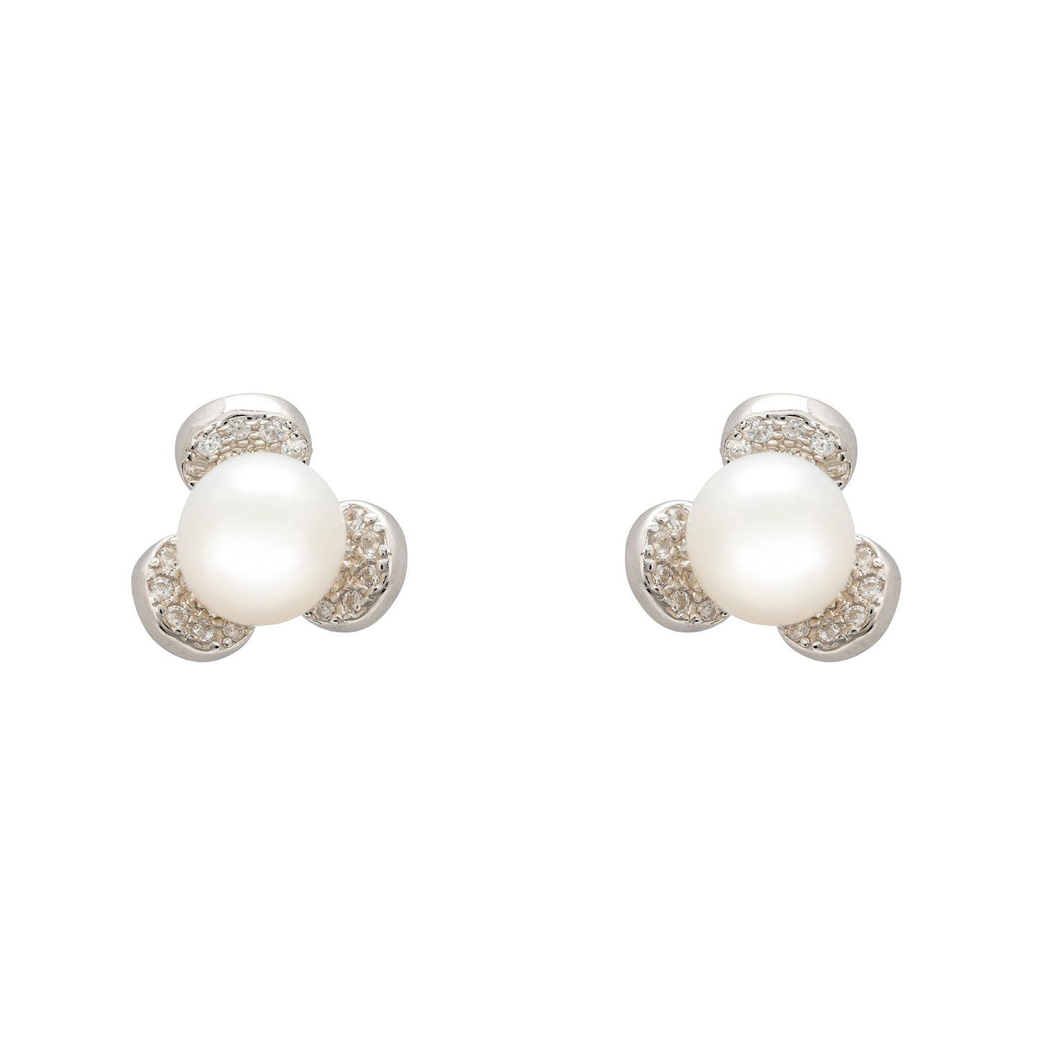 Women’s Silver / White Pearl Posy Stud Earrings Silver Latelita