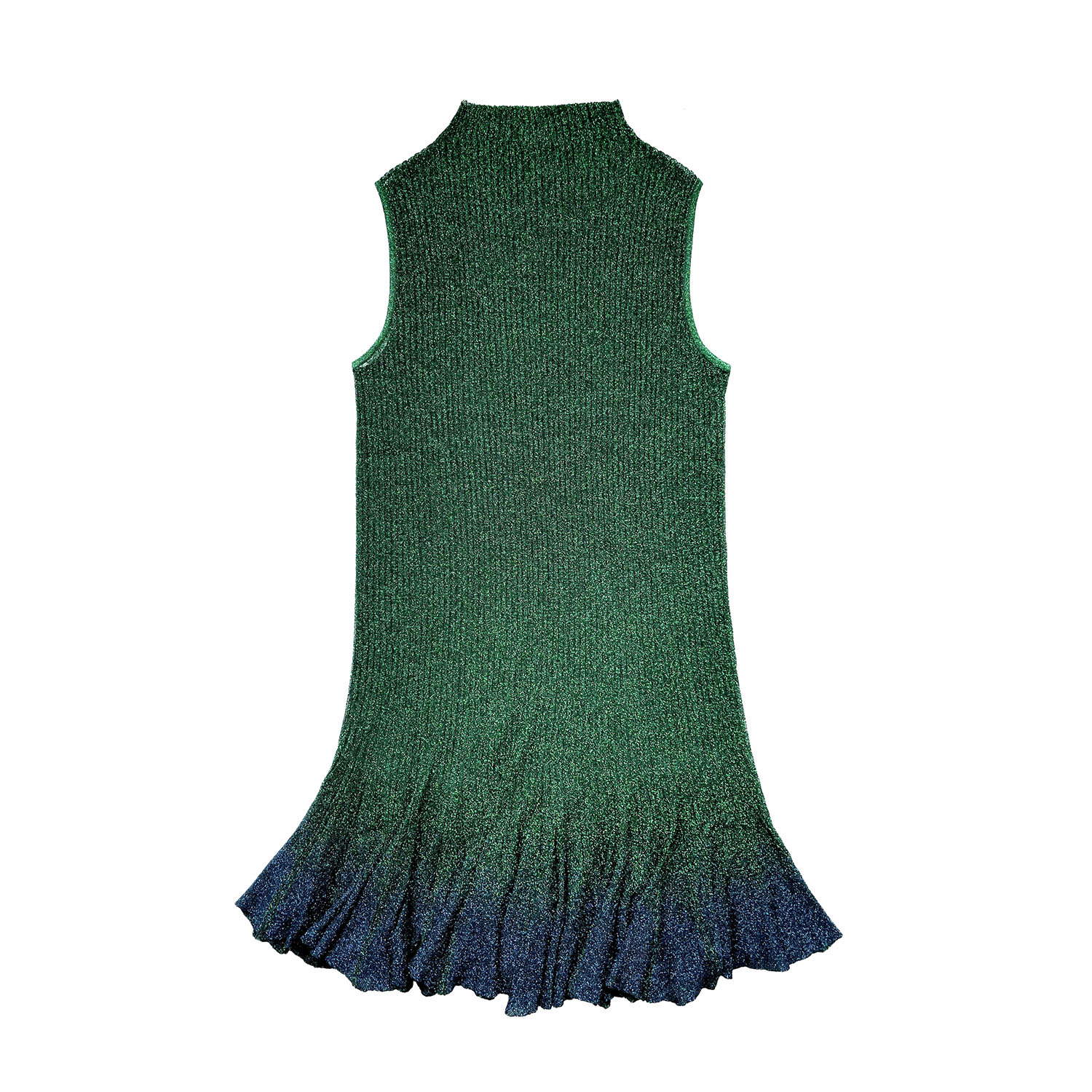 Women’s Lurex Metallic Flying Ribbed Knit Dress-Green Medium Arto.