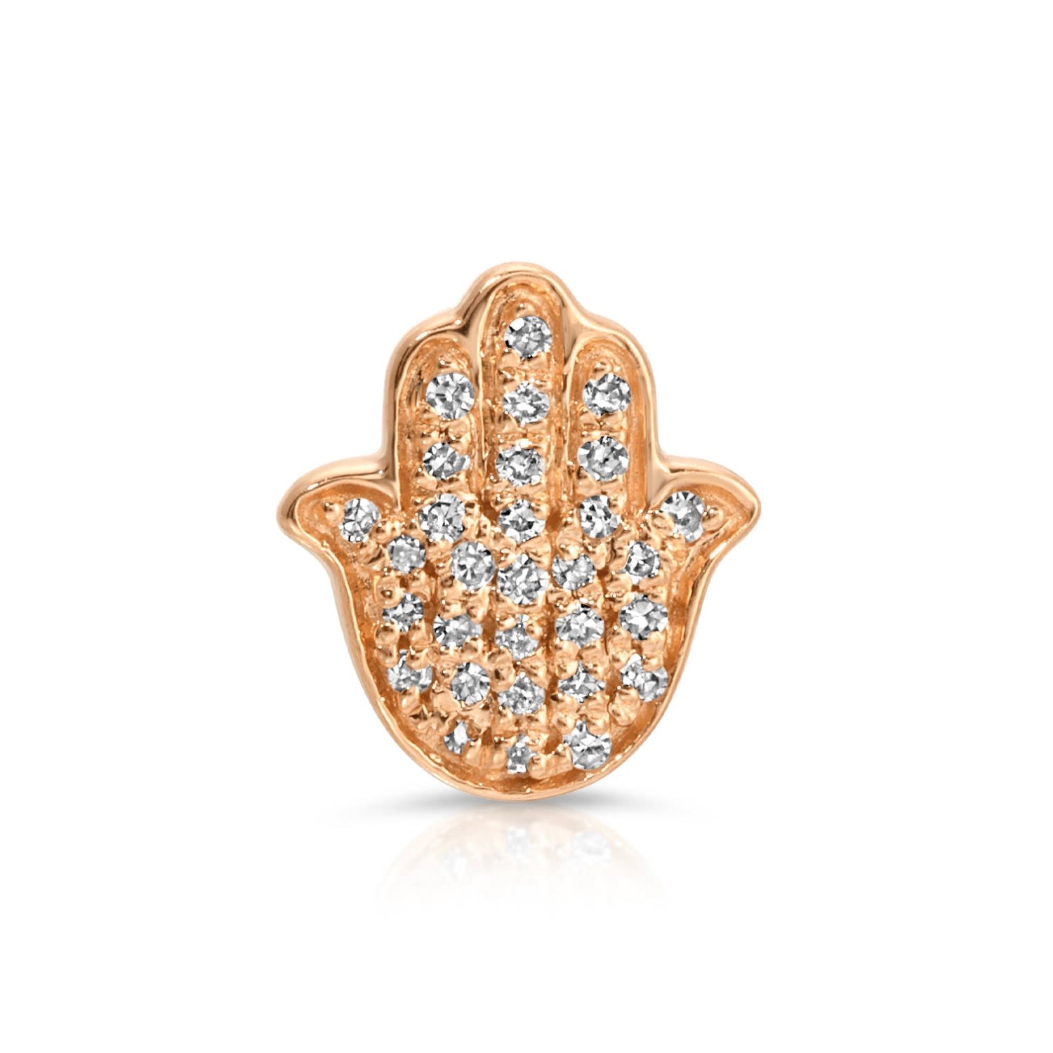 Maya Brenner Women's Pavé Charm Stud - 14k Rose Gold- Hamsa In Gold