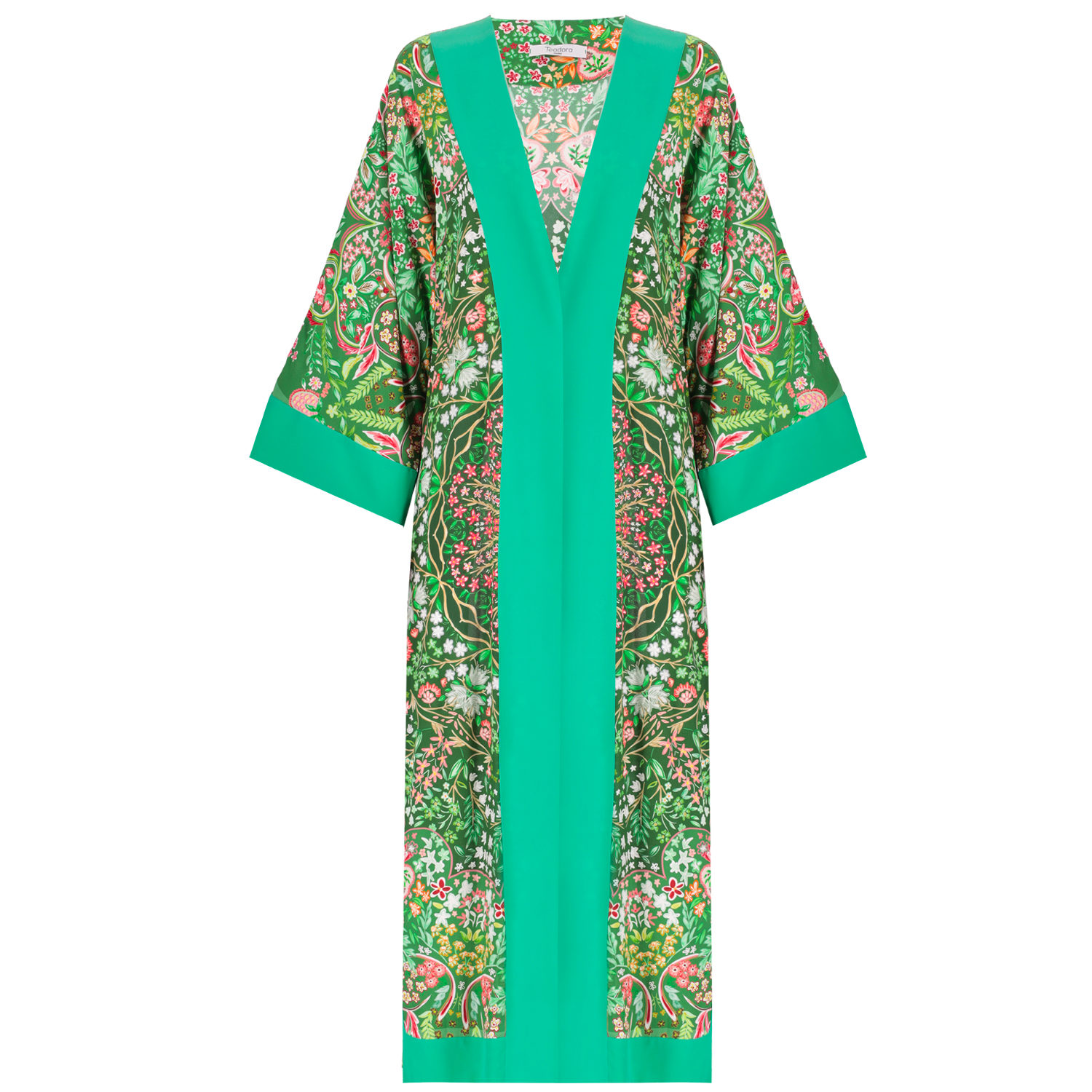 Women's Green Saint Tropez Silk Kimono | One Size | Teodora Milano