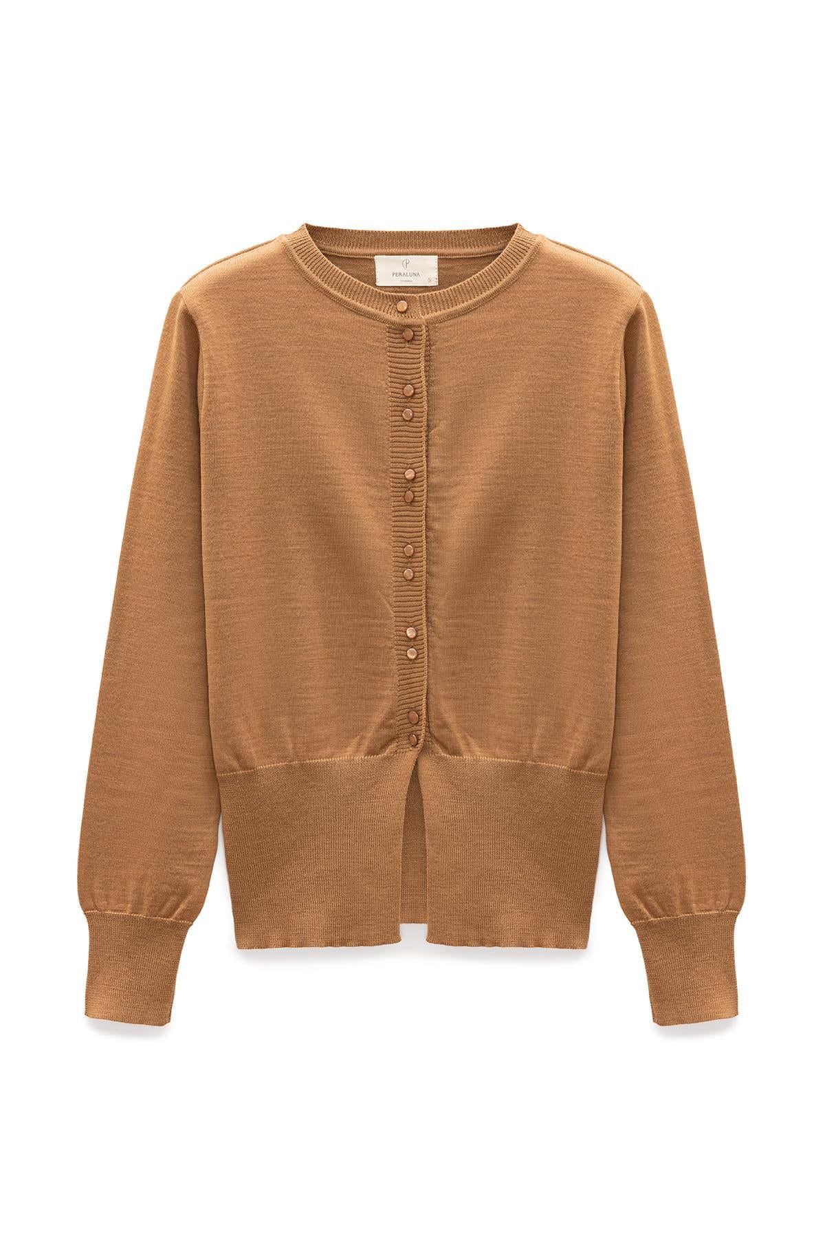 Peraluna Women's Brown Ripley Steel Knit Cardigan In Camel In Brown