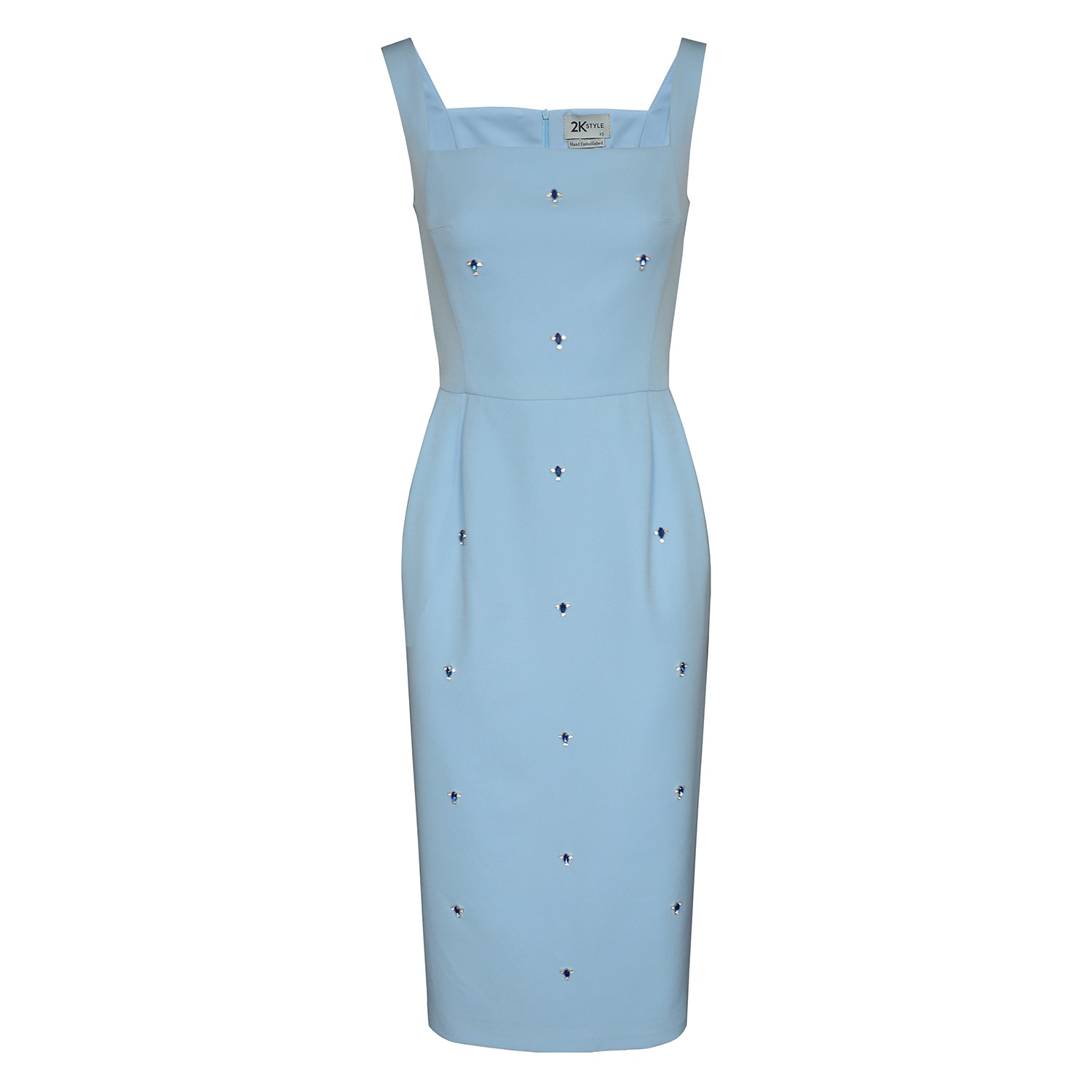 2kstyle Women's Miu Crystal Hand-embellished Pencil Midi Dress – Blue In Blue