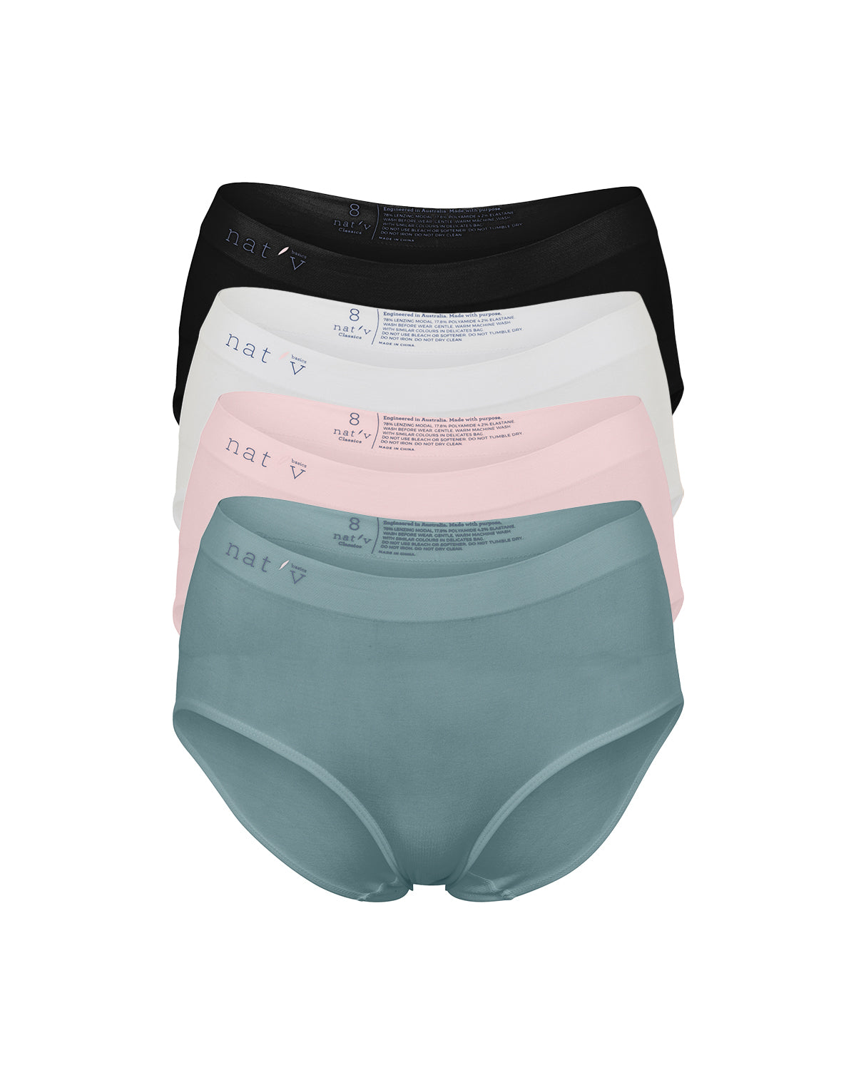 Women’s Pink / Purple / Black Classic Brief Set Of Four In Black, Blanco, Blush & Blue XXL Natv Basics