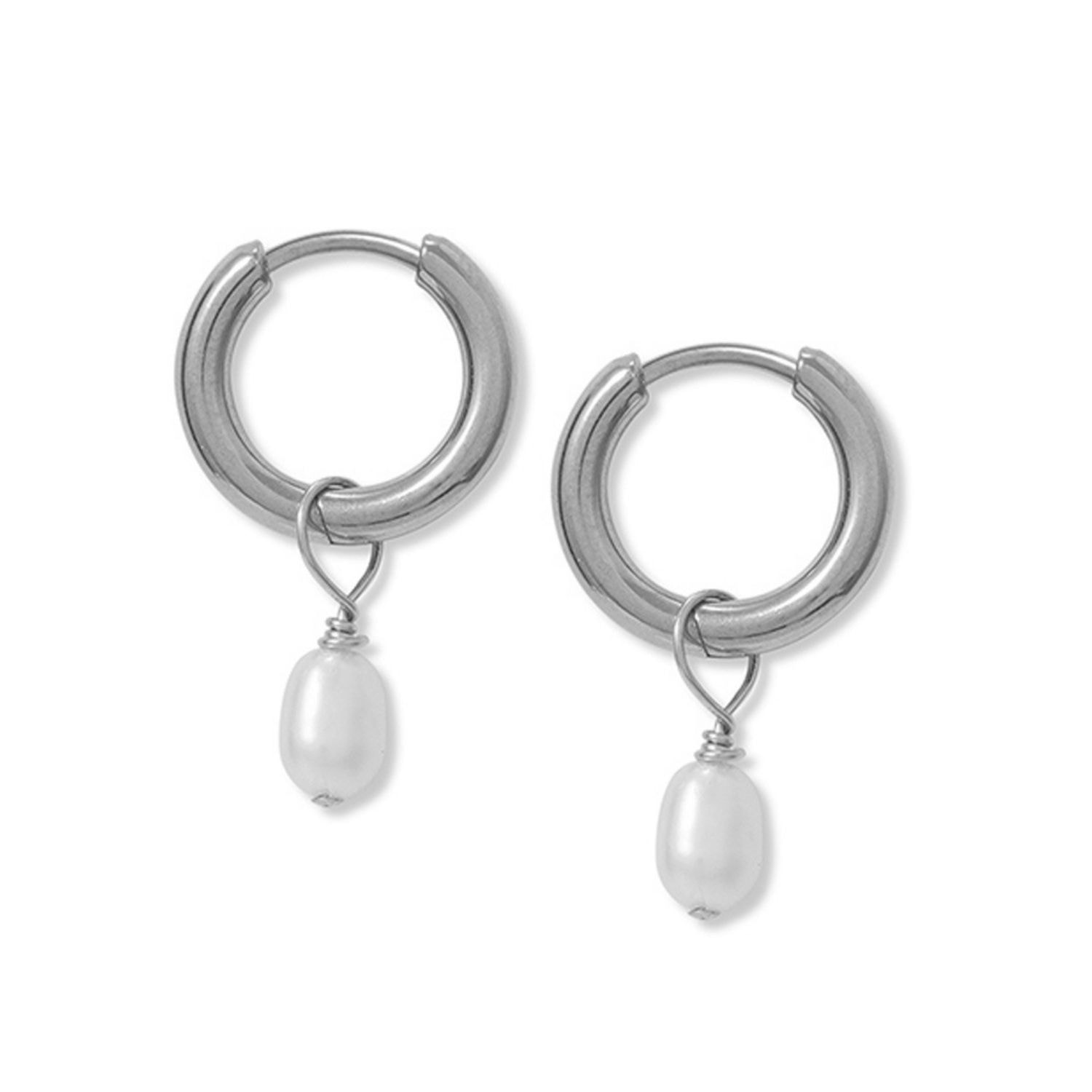 A Weathered Penny Women's Silver / White Silver Tiny Pearl Hoops In Silver