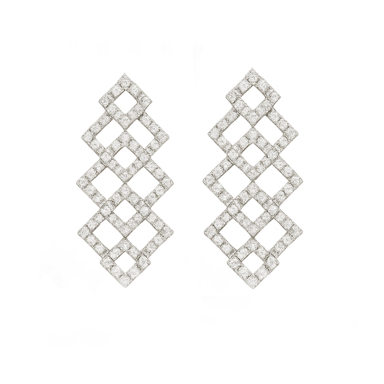 The Gala Women's Silver Lattice Shine Statement Earrings In Silver
