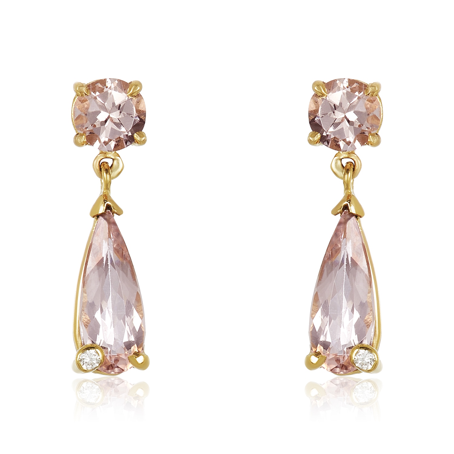 Women’s White / Pink / Purple Morganite Diamond Earrings Lui Jewelry