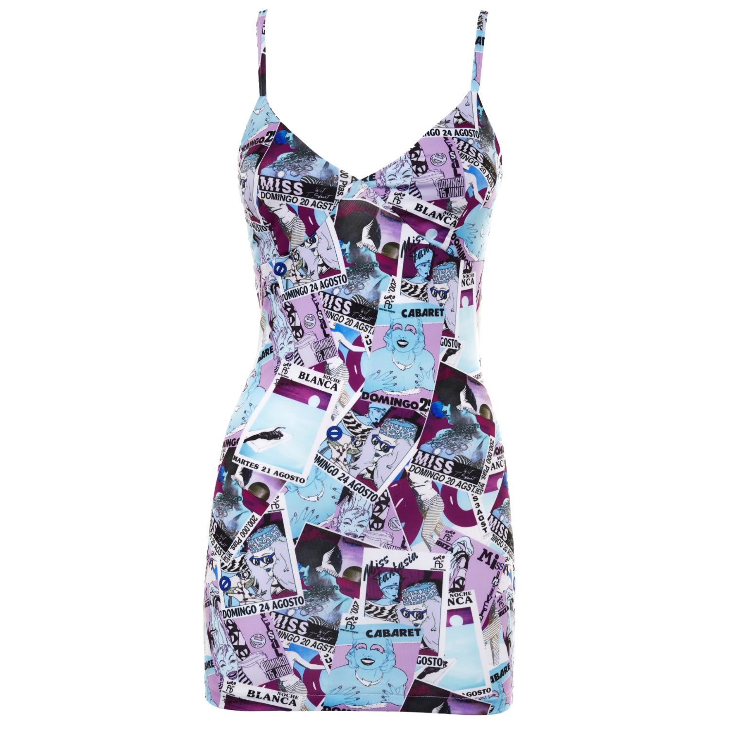 Brenda Agradi Women's Blue / Pink / Purple Ibiza Style Blue Purple Printed Bodycon Party Minidress - Yves Uro Trib In Blue/pink/purple