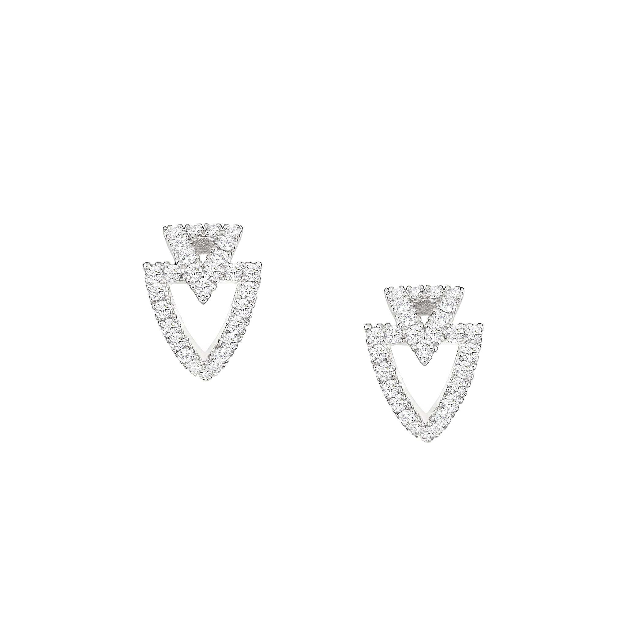 Women’s Starry Double Triangle Silver Studs Awnl