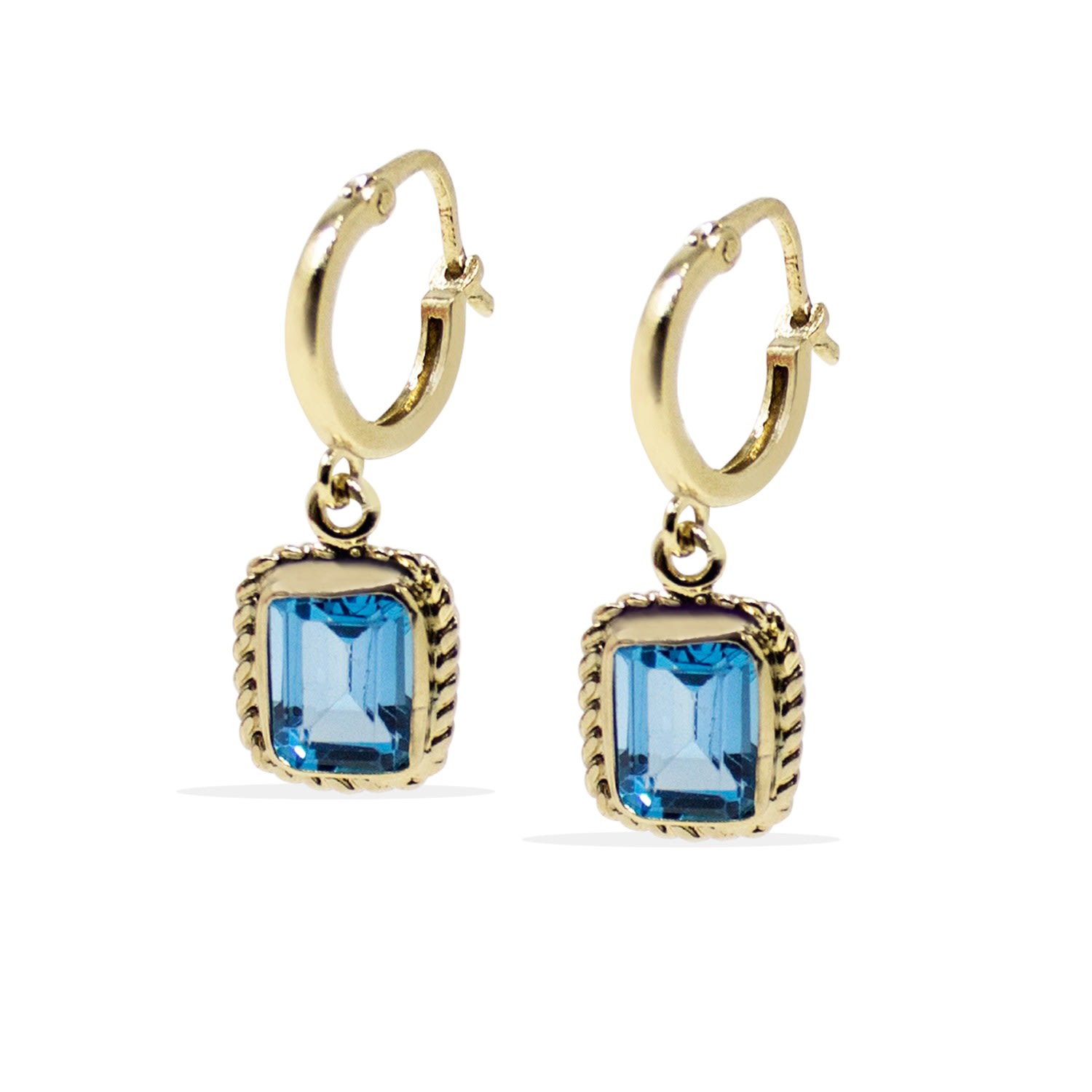Vintouch Italy Women's Blue / Gold Luccichio Gold Vermeil Blue Topaz Hoop Earrings In Multi