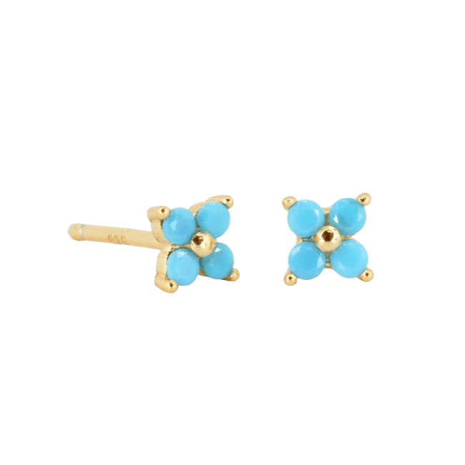 Women’s Gold / Blue Blue Crystal Flower Studs In Gold Gold Trip