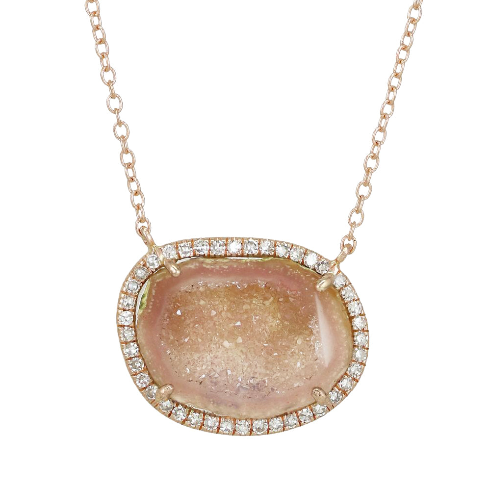 Women’s Pink / Purple Pink Baby Geode Necklace With Diamonds Kamaria