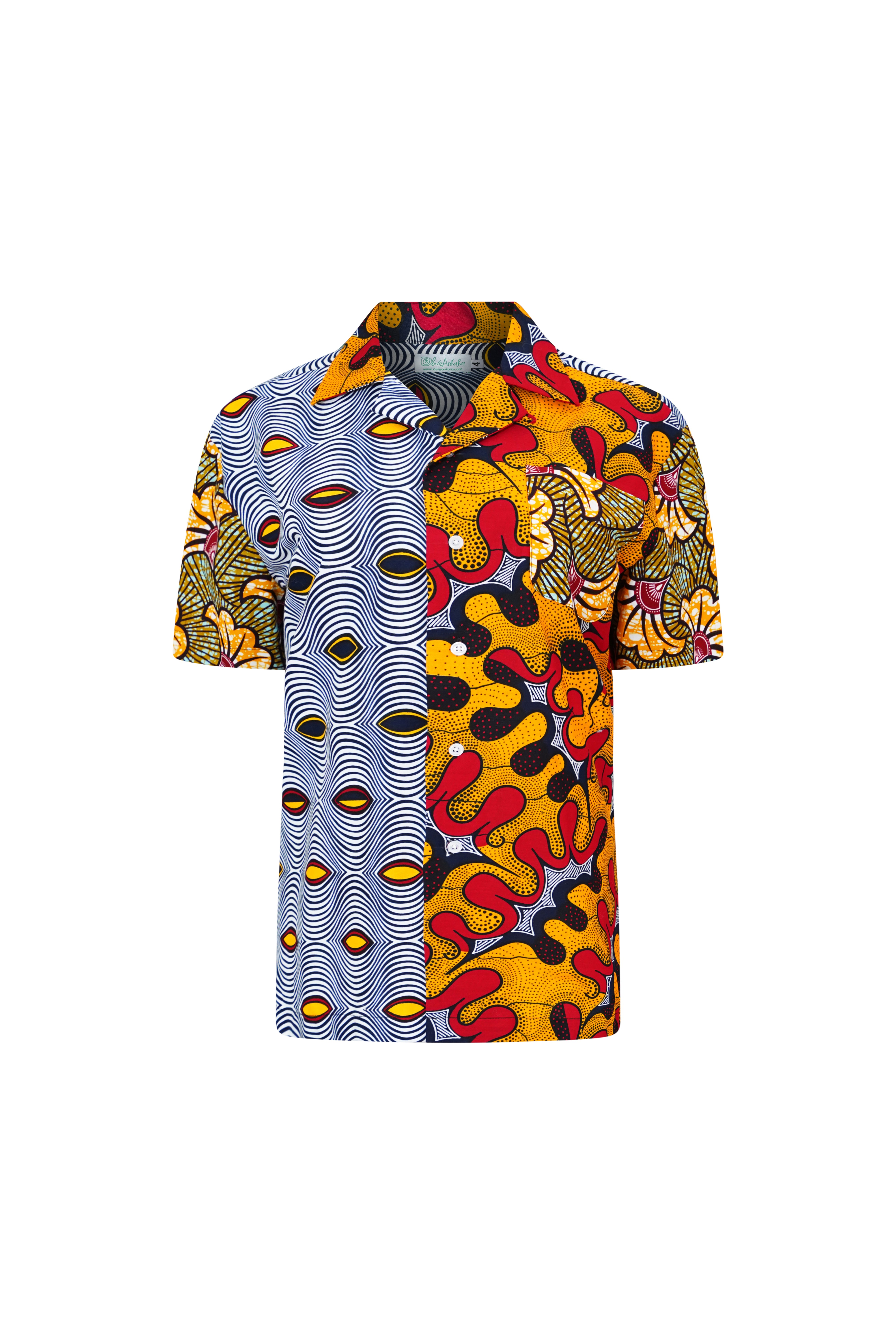 Oliveankara Women's Blue / Yellow / Orange Zika Shirt - Mix Match Awoluba Rolls Royce Red Yellow & Black African In Blue/yellow/orange